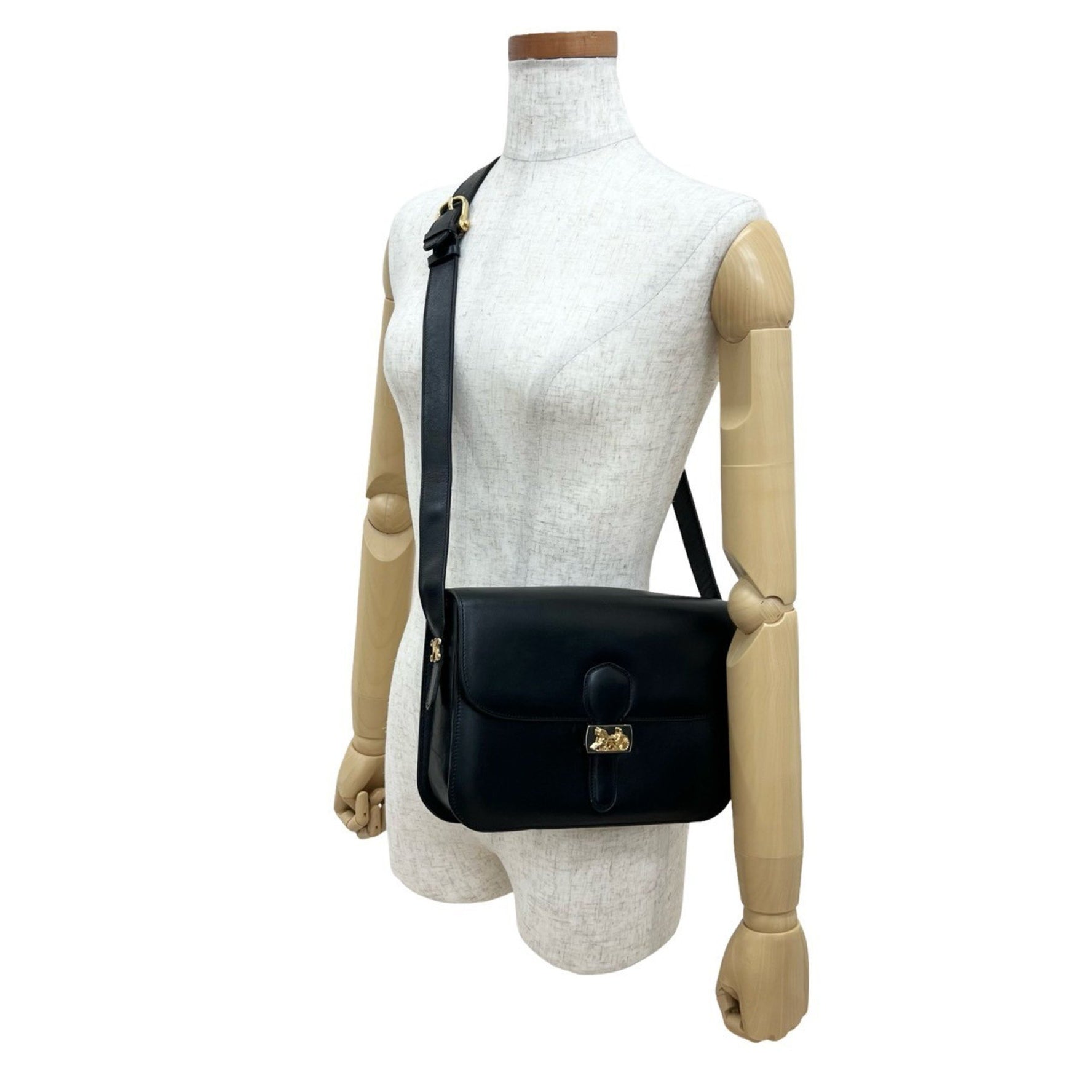 CELINE Vintage Carriage Hardware Calf Leather Shoulder Bag/Pochette/Sacoche in