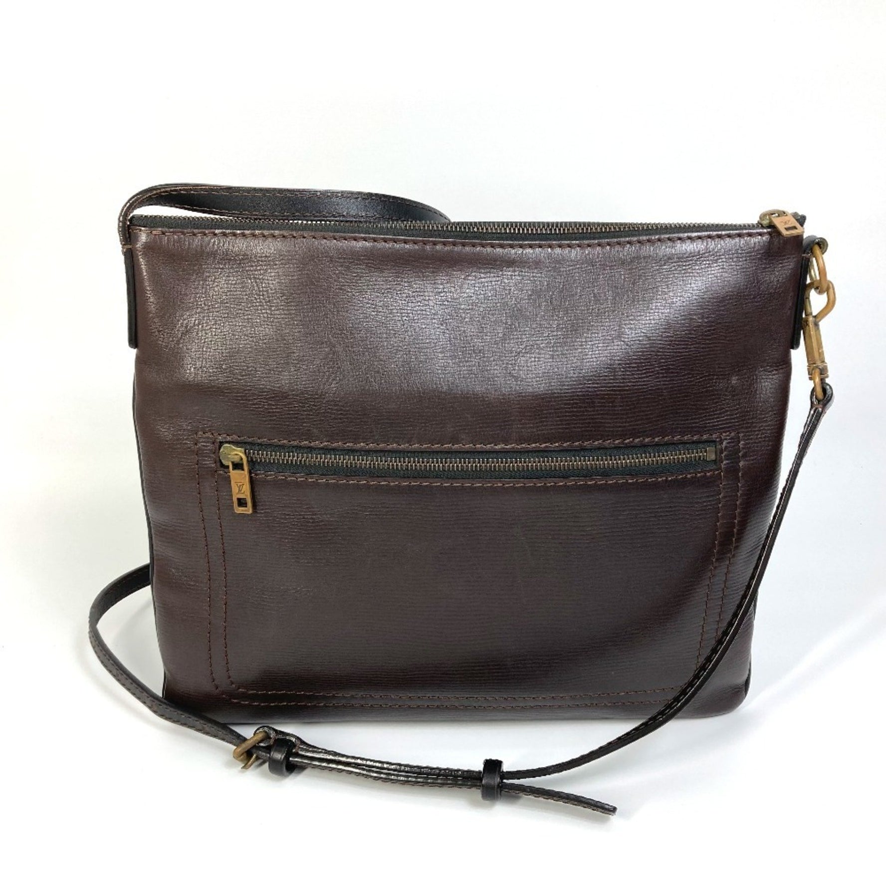 LOUIS VUITTON M93453 Utah Pochette Shawnee MM Shoulder Bag in Leather, Cafe Brown