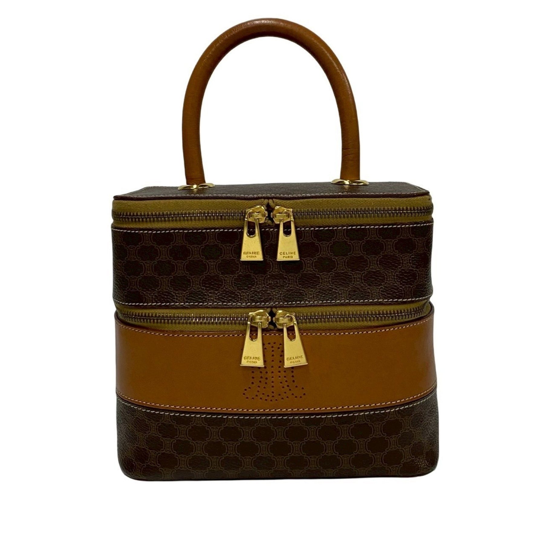 CELINE Macadam Blason Triomphe Leather Handbag/Vanity Bag/Pouch