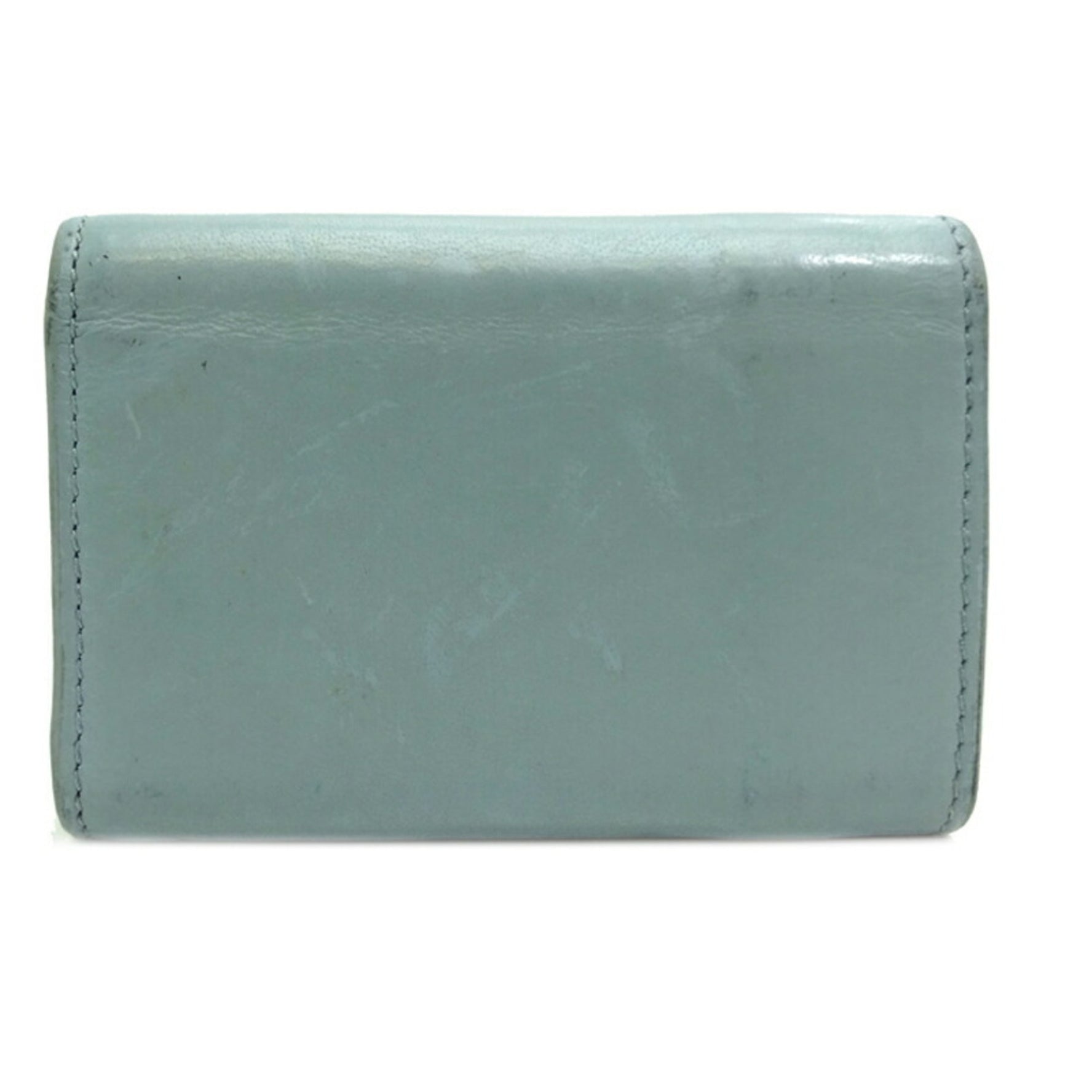 Balenciaga Paper Wallet Women's Tri-fold Leather Pastel Light Blue