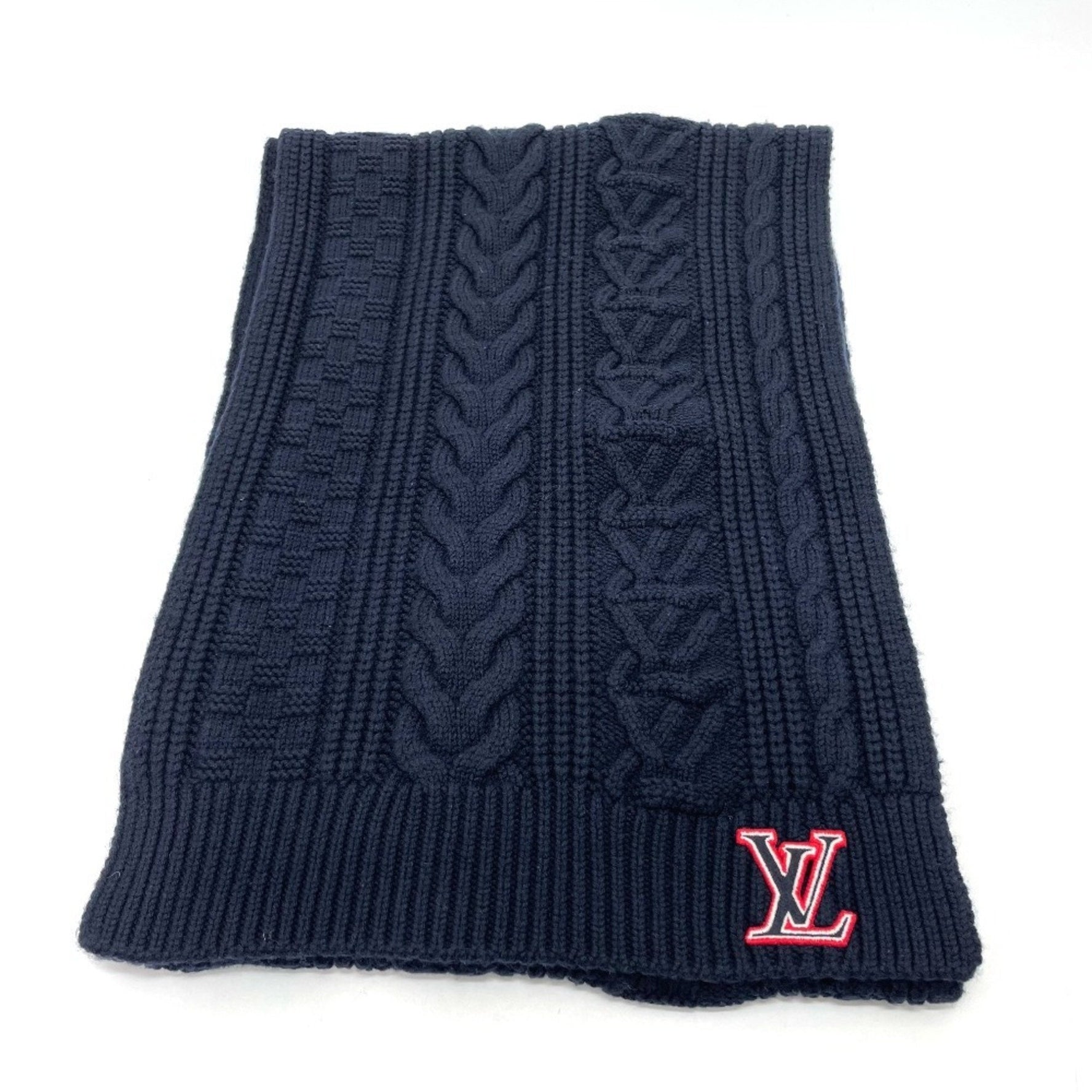 Louis Vuitton LV Logo Escharpe Cable Muffler Wool Unisex