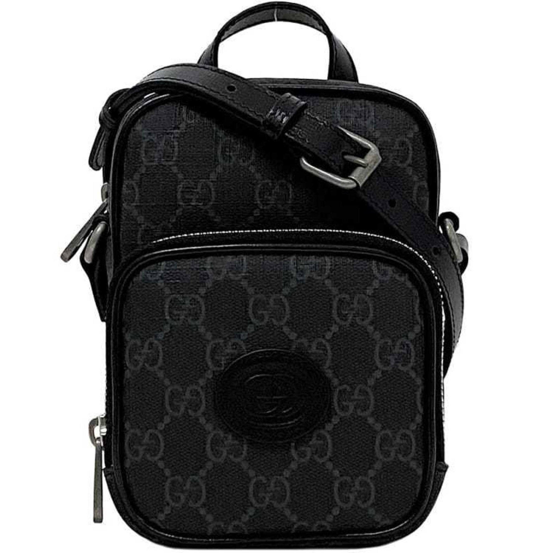 Gucci Shoulder Bag f-21810 Black Interlocking 92TCN 1000U PVC Leather 0416 GUCCI Pochette Crossbody GG Supreme Unisex Women Men