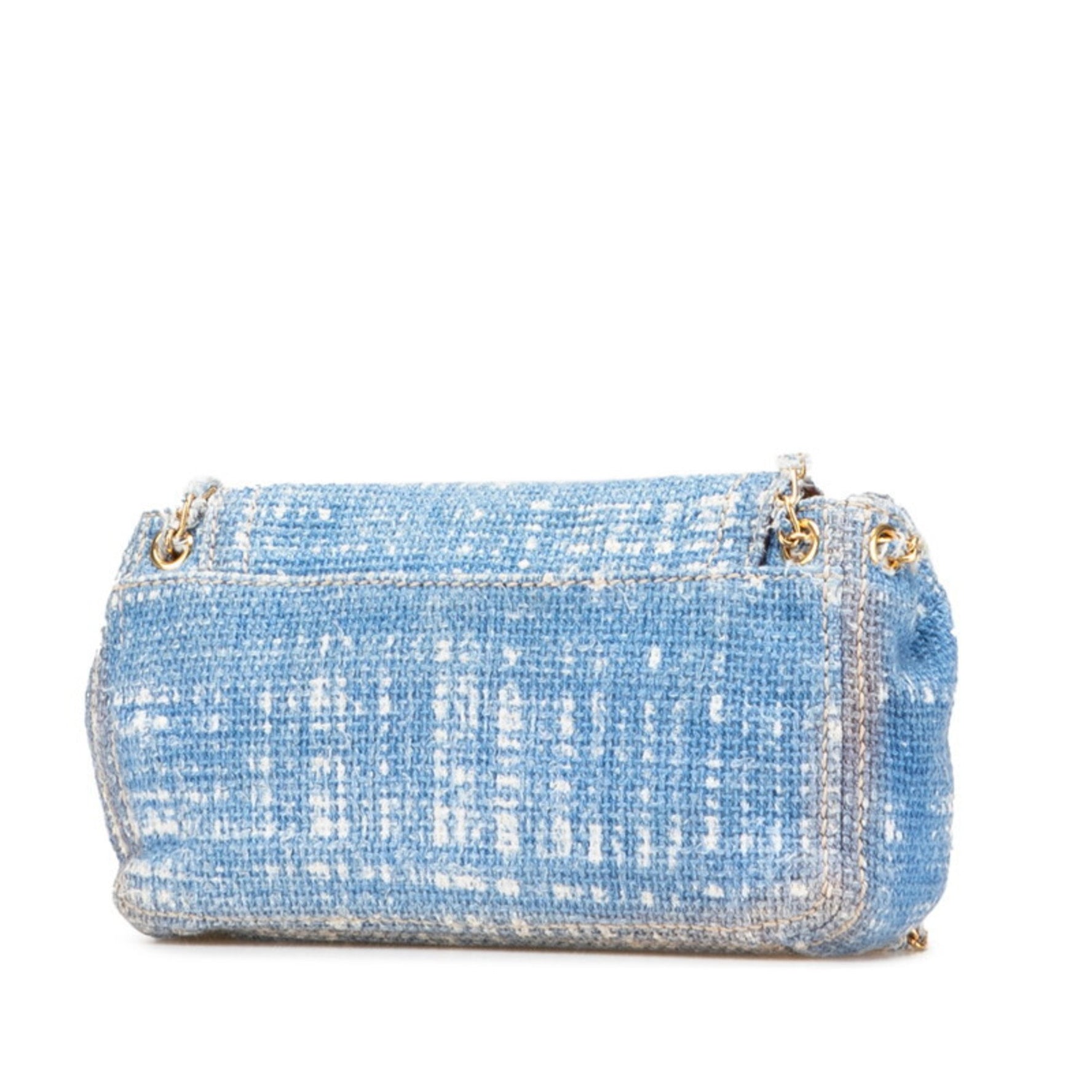 Prada Chain Shoulder Bag Tweed Leather