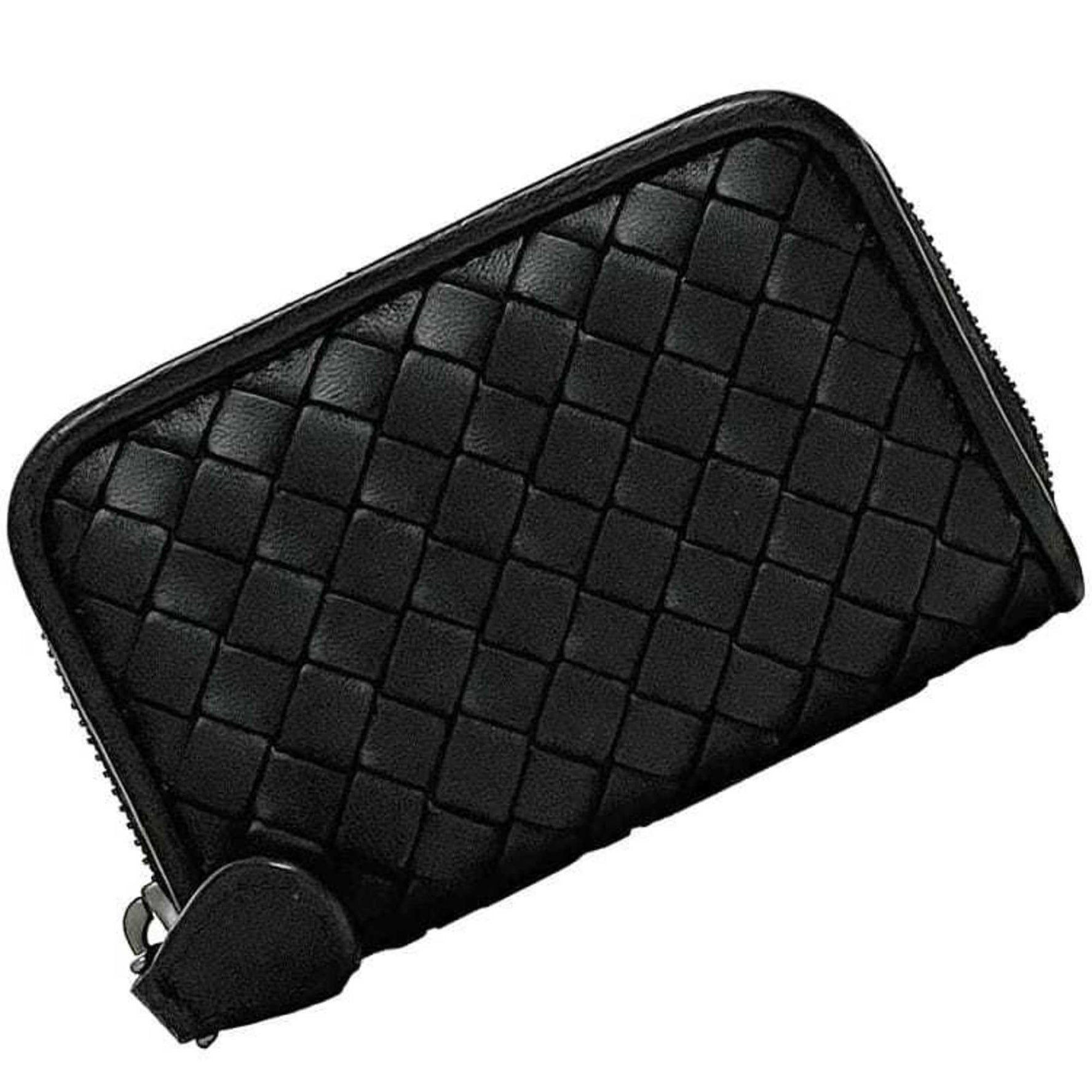 Bottega Veneta Coin Case ec-23082 Black Intrecciato Leather P02783203X BOTTEGA VENETA Mini Wallet Compact Women's Men's Genuine