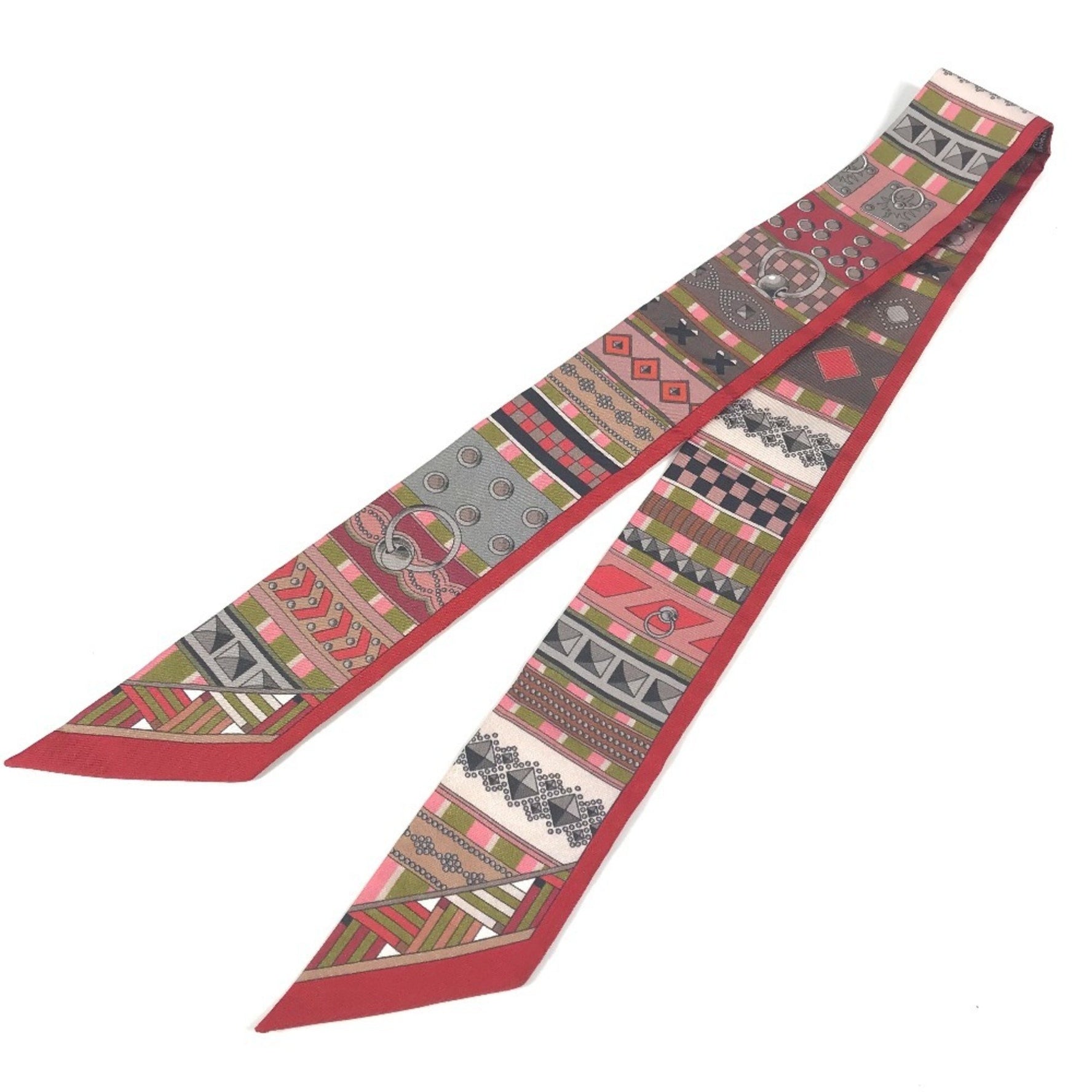 HERMES Twilly Collier de Chien Scarf Silk Red