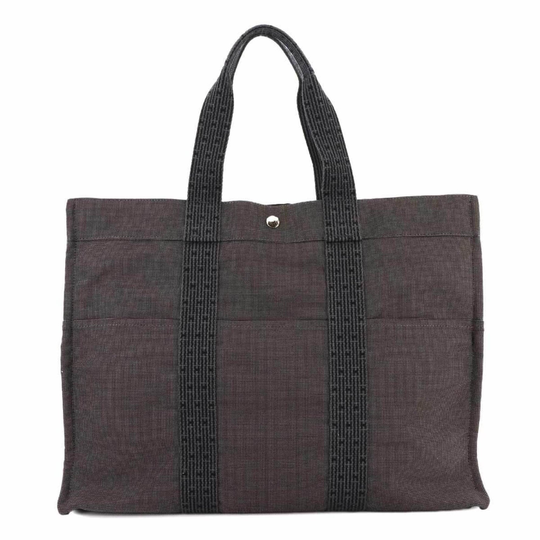Hermes Hermès Herline GM Tote Bag, Gray Canvas with Silver Hardware