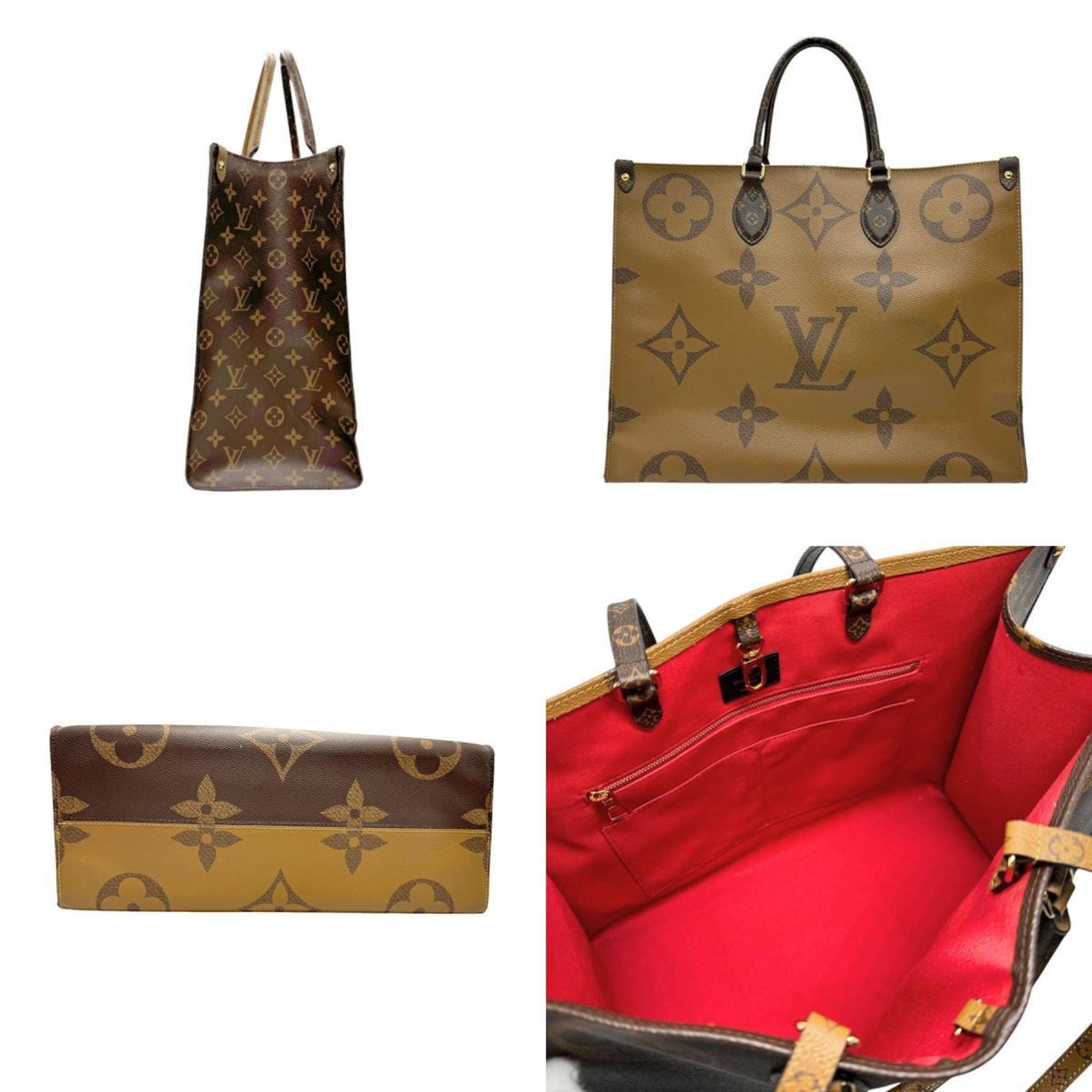 Louis Vuitton Handbag Shoulder Bag Monogram Giant Reverse On the Go GM Coated Canvas Gold