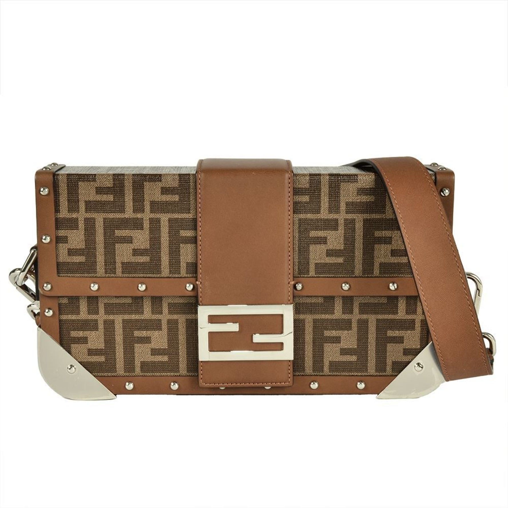 FENDI ZUCCA Trunk Shoulder Bag PVC Leather