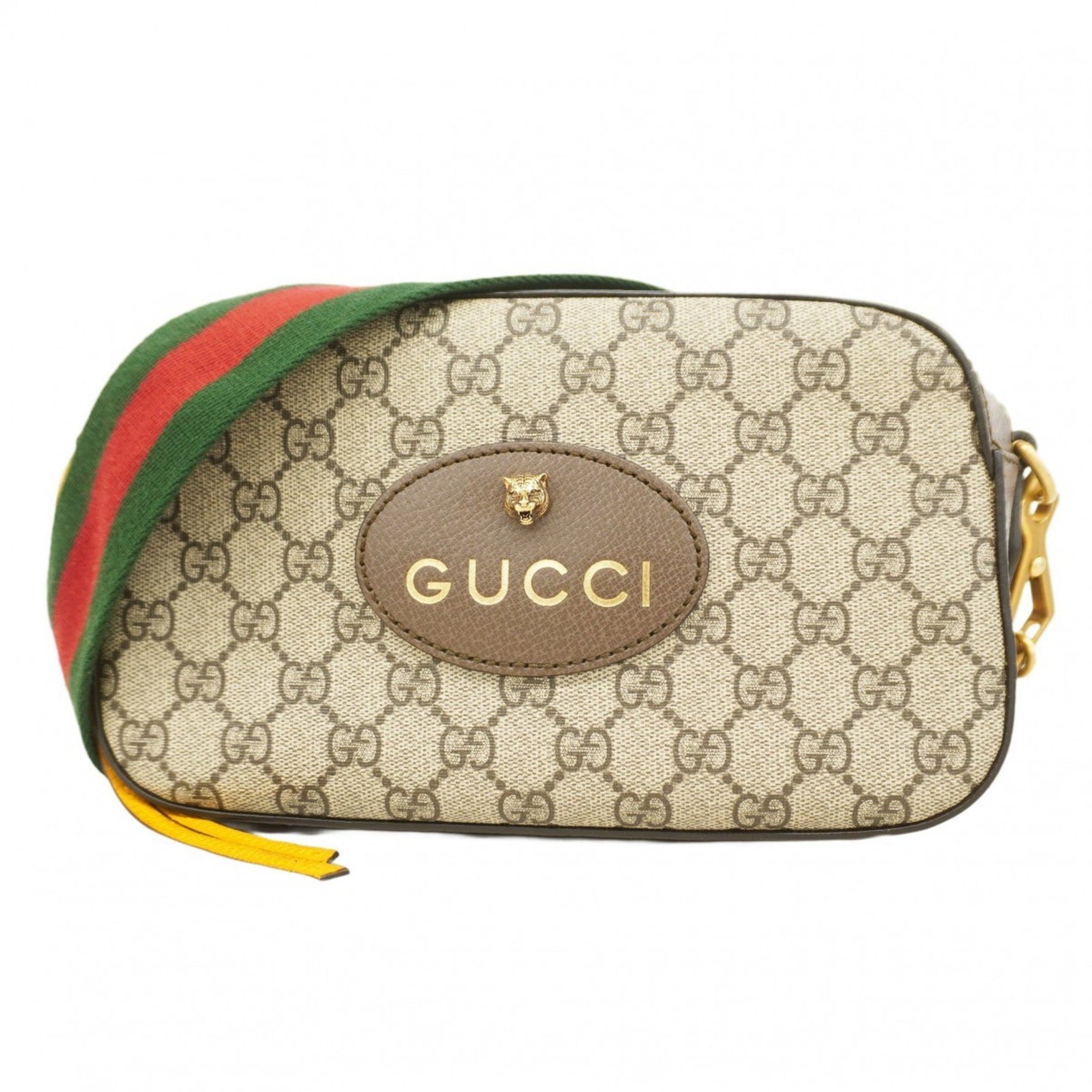 Gucci GG Supreme Sherry Line Shoulder Bag Beige Brown