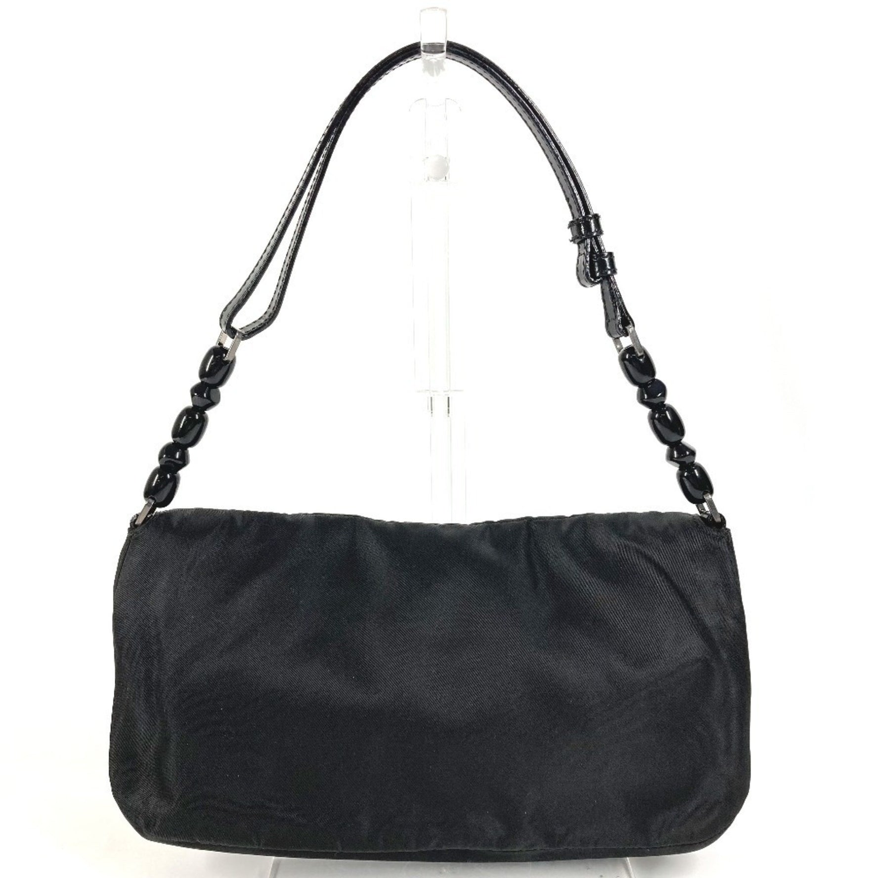 Christian Dior Dior Monogram Marispearl Logo Flap Accessory Pouch Shoulder Bag Nylon Black