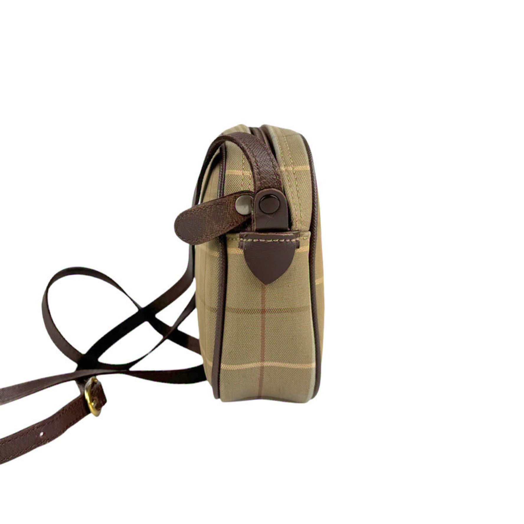 Burberrys Shoulder Bag Canvas Leather Khaki Beige Brown Women's Z4348