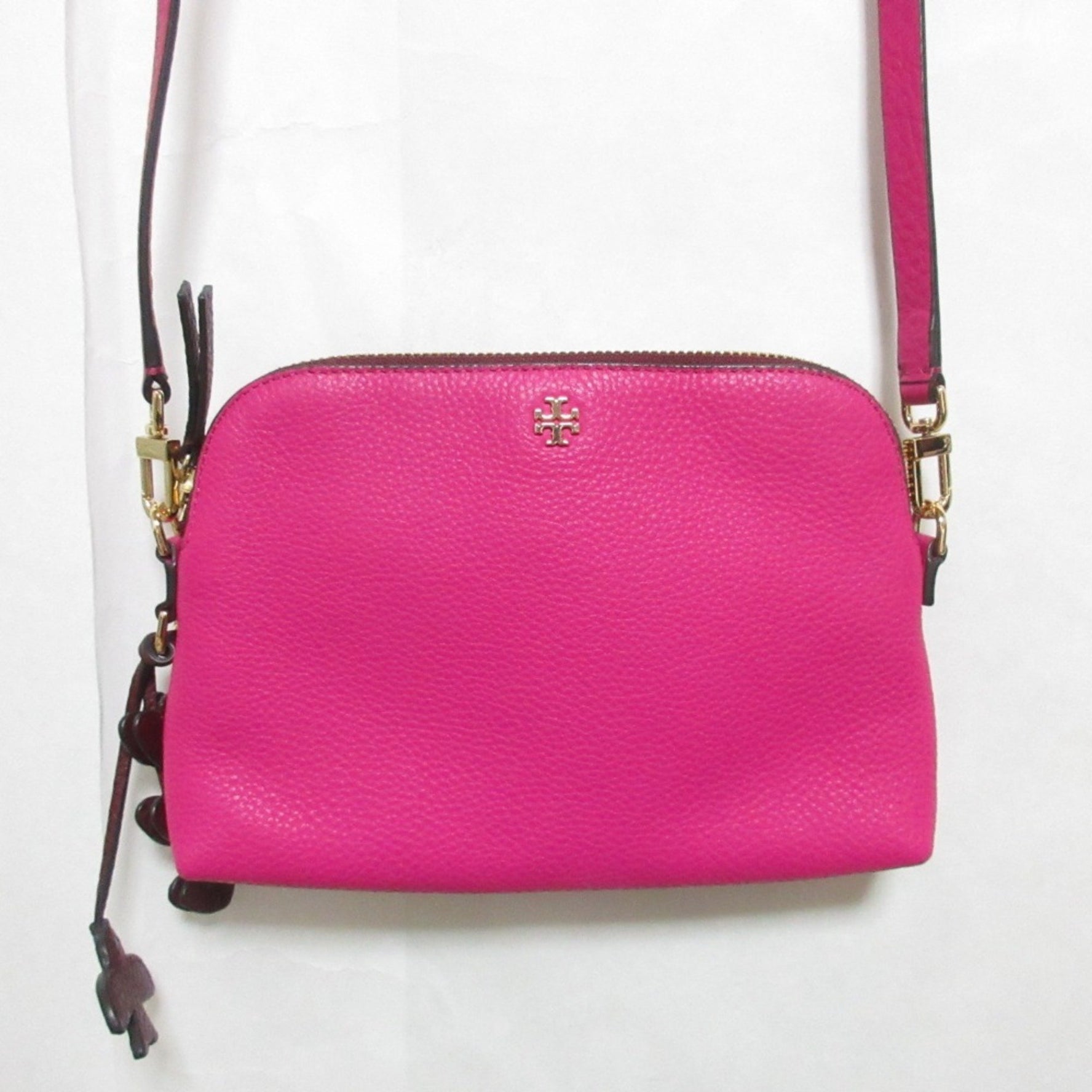TORY BURCH Dome Leather Crossbody Bag Shoulder Pink Women's