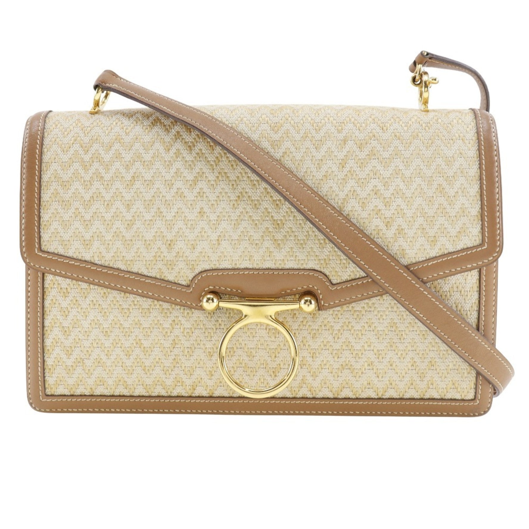 Hermes Vintage Shoulder Bag Canvas 1980 〇J Flap Ladies