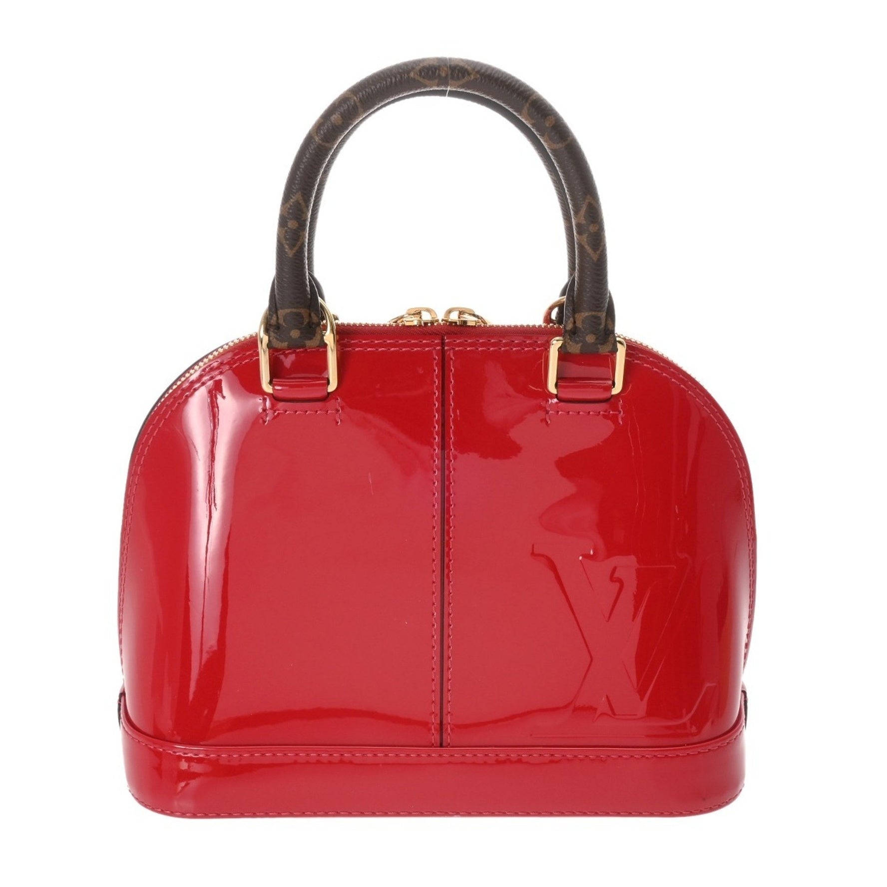 Louis Vuitton Alma BB Scarlet Patent Leather Monogram Canvas Handbag