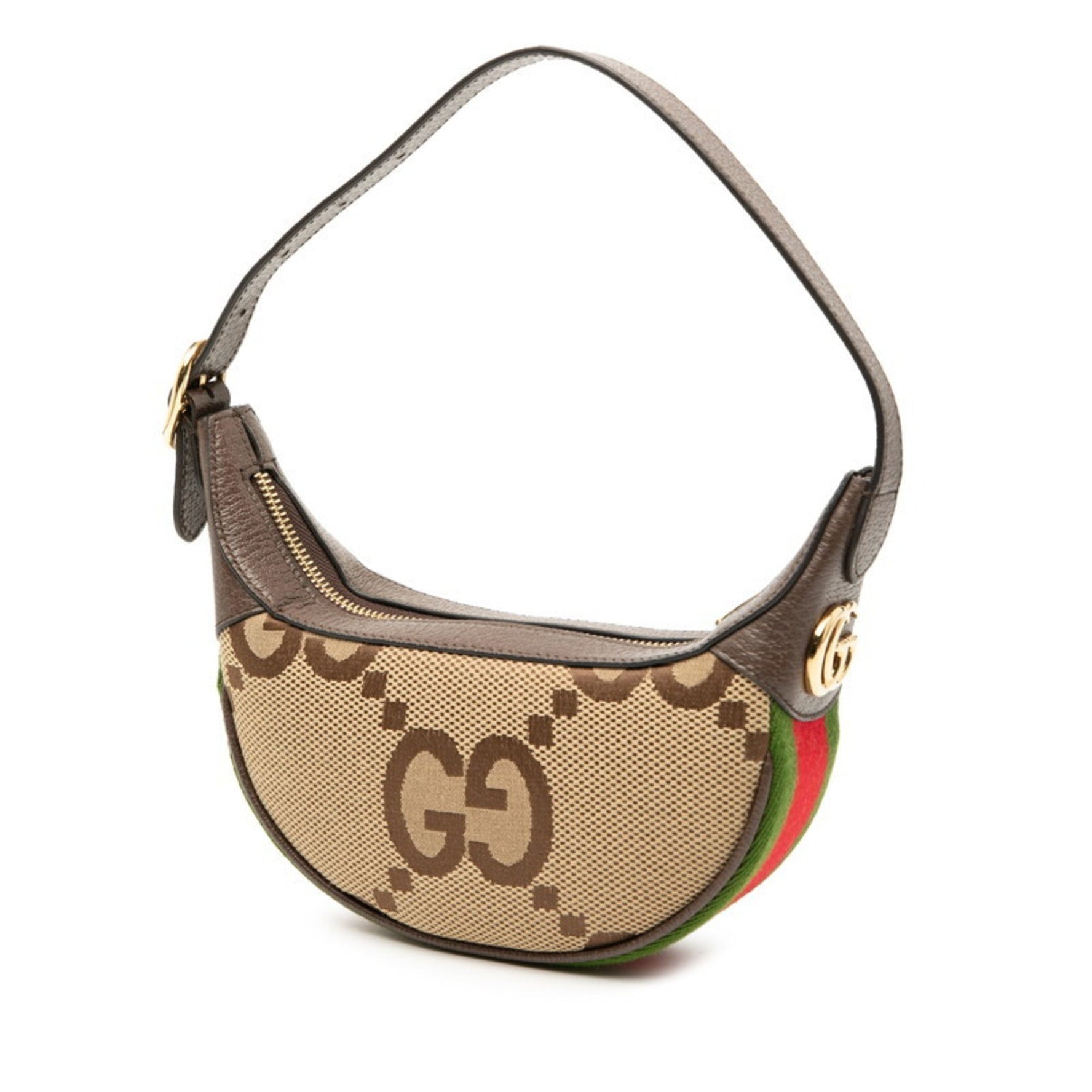 Gucci Ophidia Jumbo GG Mini Handbag, One-Shoulder Bag Beige and Brown Canvas Leather