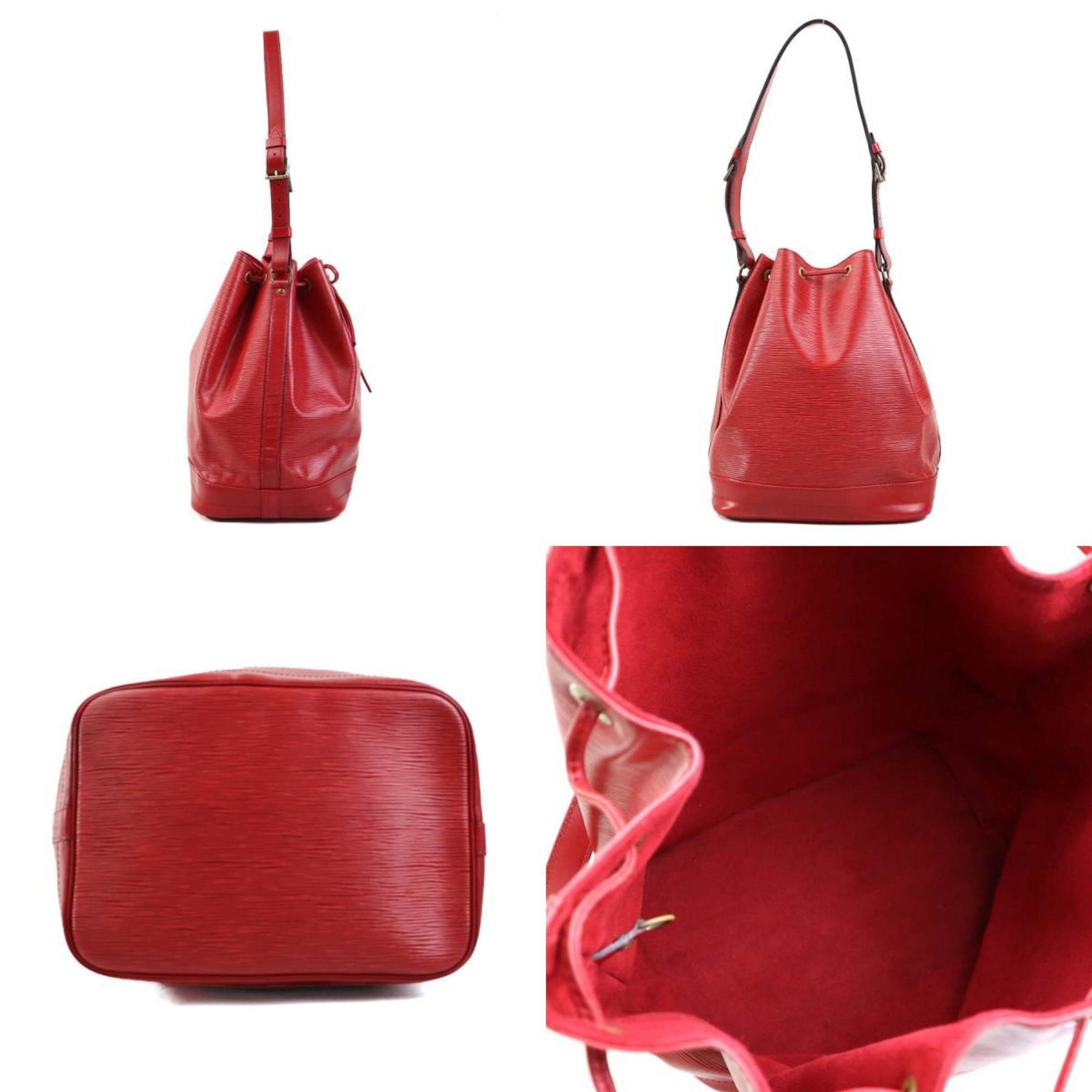 Louis Vuitton Shoulder Bag Epi Noe Leather Castilian Red Men's