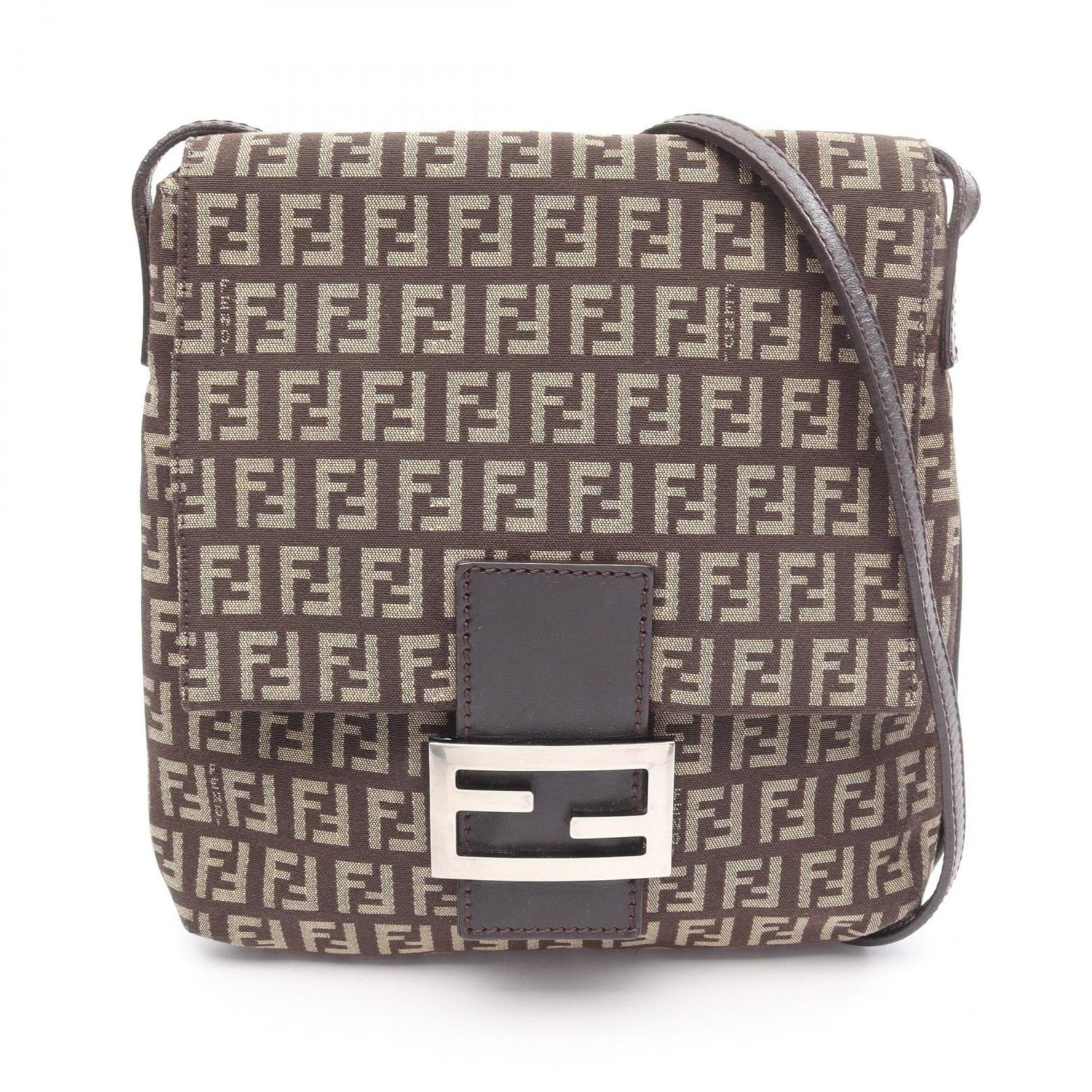 Fendi Zucchino Shoulder Bag, Canvas and Leather