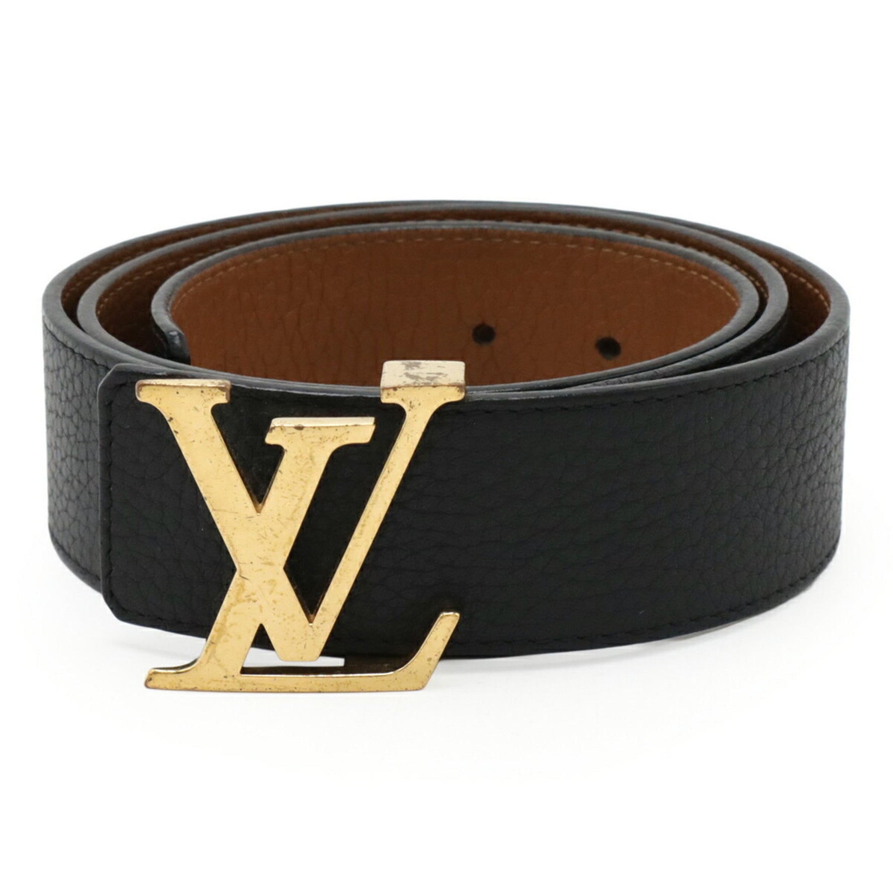 Louis Vuitton LV Initial Reversible Belt Taurillon Leather Black Brown #85