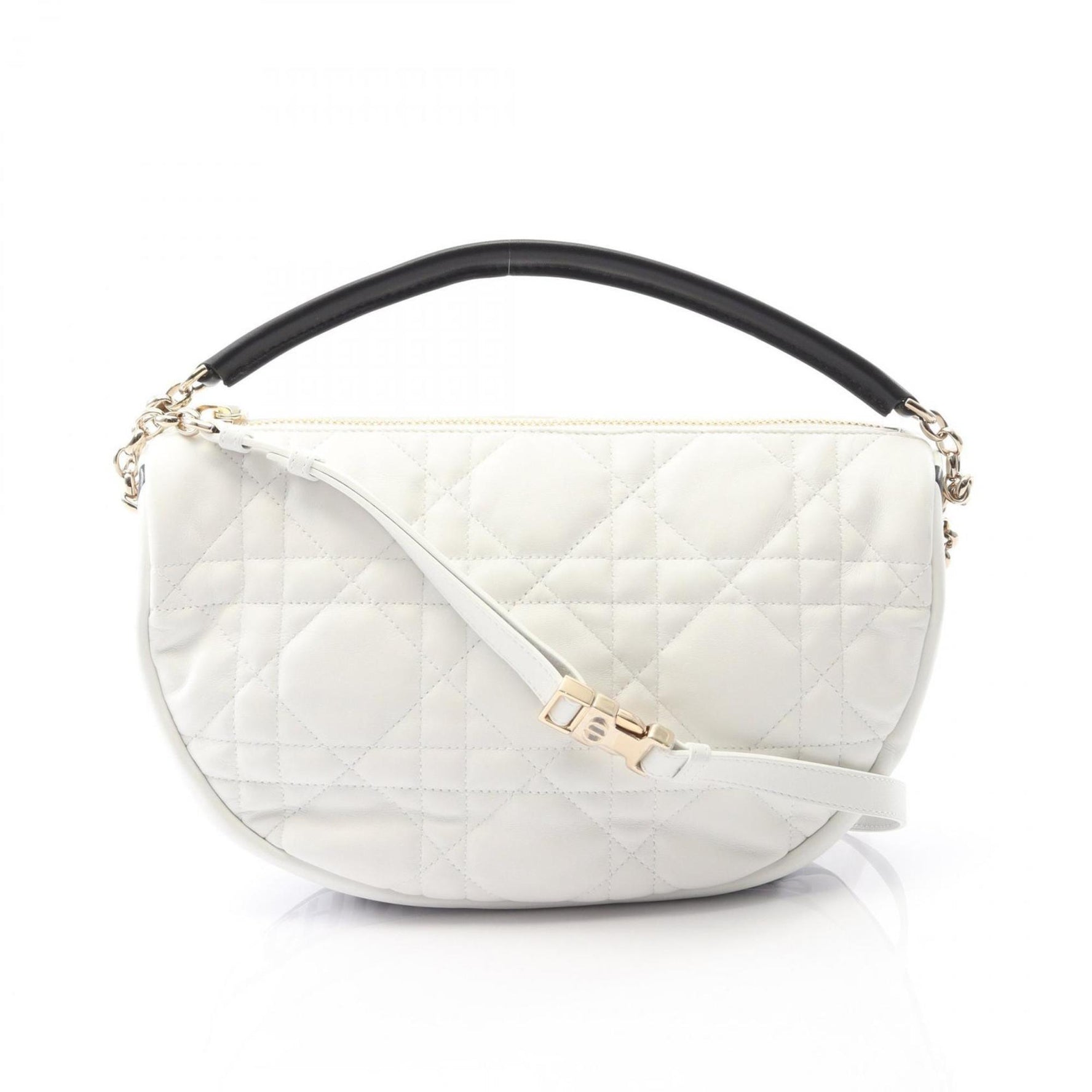 Christian Dior Dior VIBE Medium Hobo Cannage Leather Handbag, White/Black