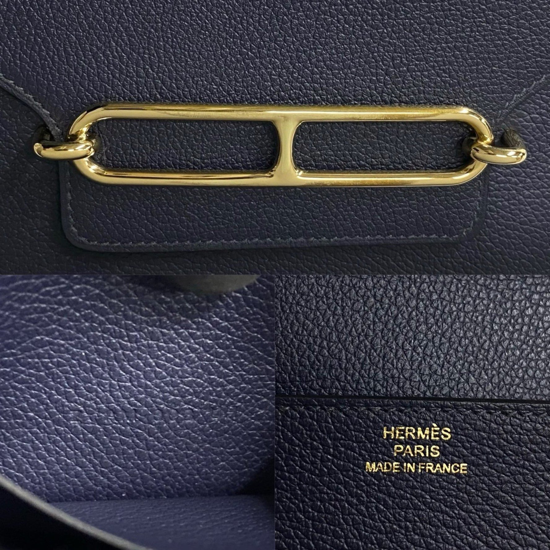 HERMES Lauris Luli Slim Leather Bifold Wallet with Coin Purse, Blue