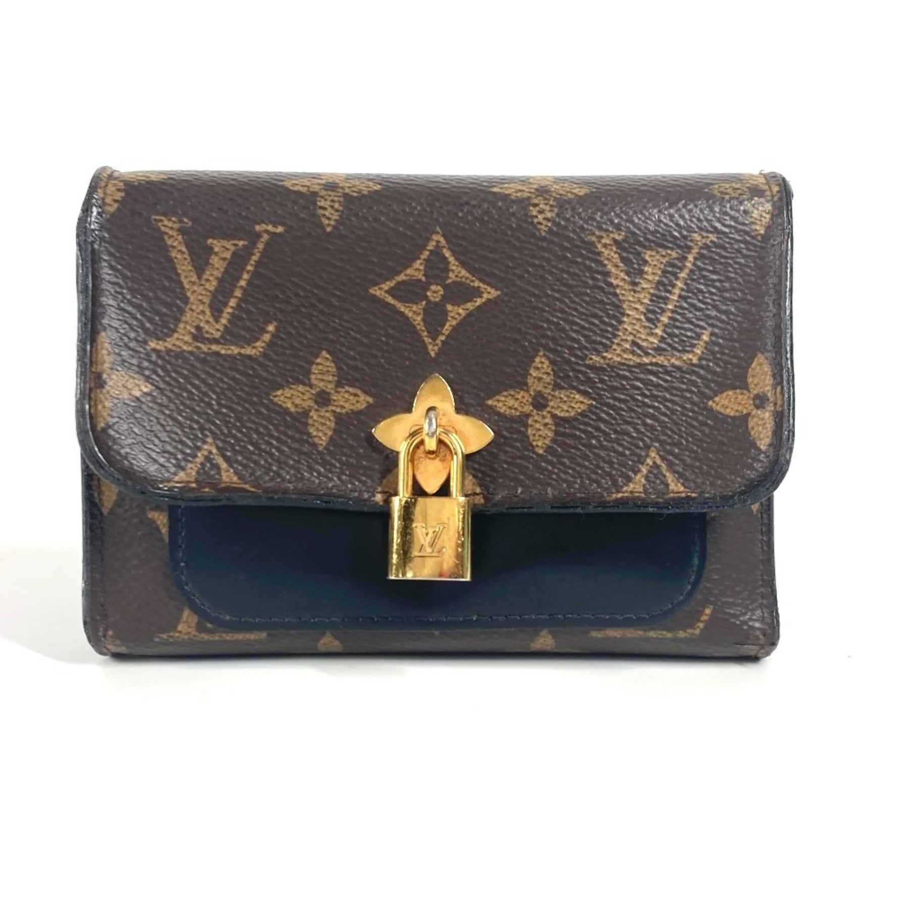 Louis Vuitton Monogram Portefeuille Flower Compact Wallet Tri-fold Canvas Brown