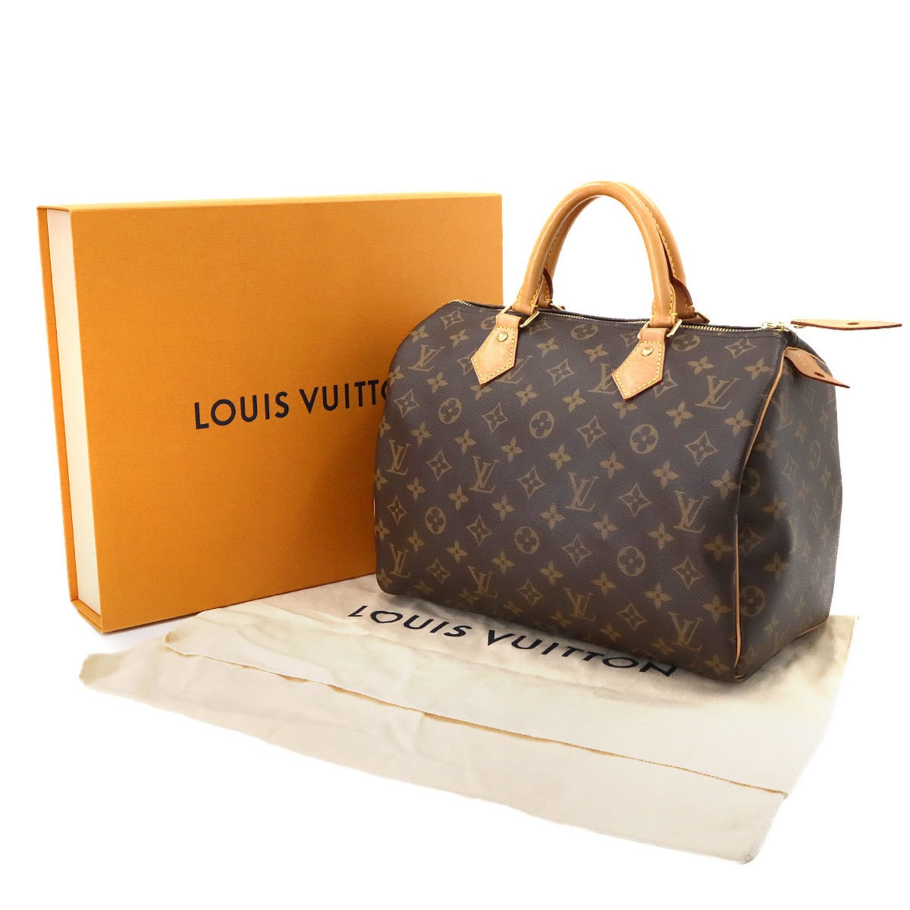Louis Vuitton Monogram Speedy 30 Handbag, Brown, M41108, Gold Hardware