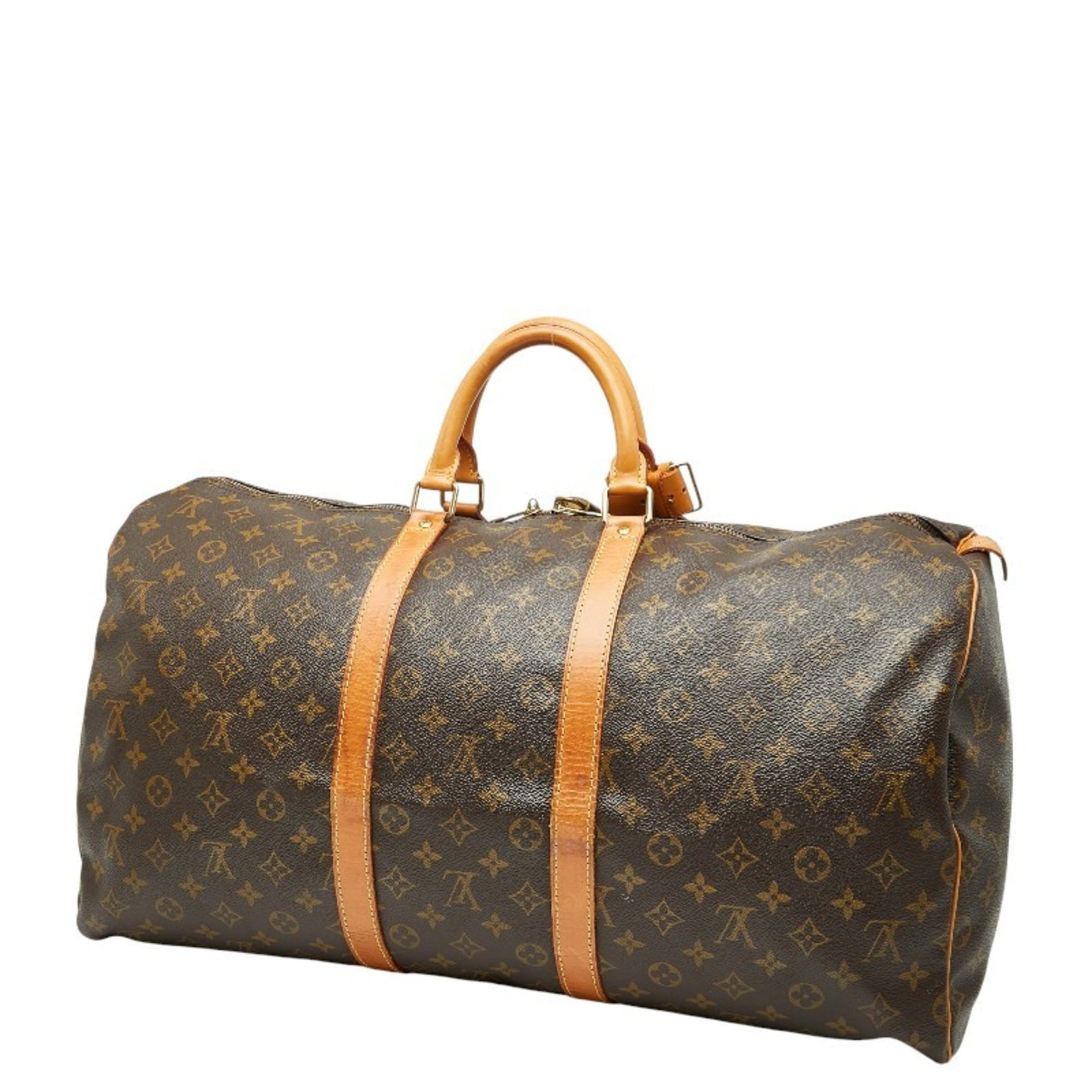 Louis Vuitton Monogram Keepall 55 Boston Bag/Travel Bag Brown Leather LOUIS VUITTON