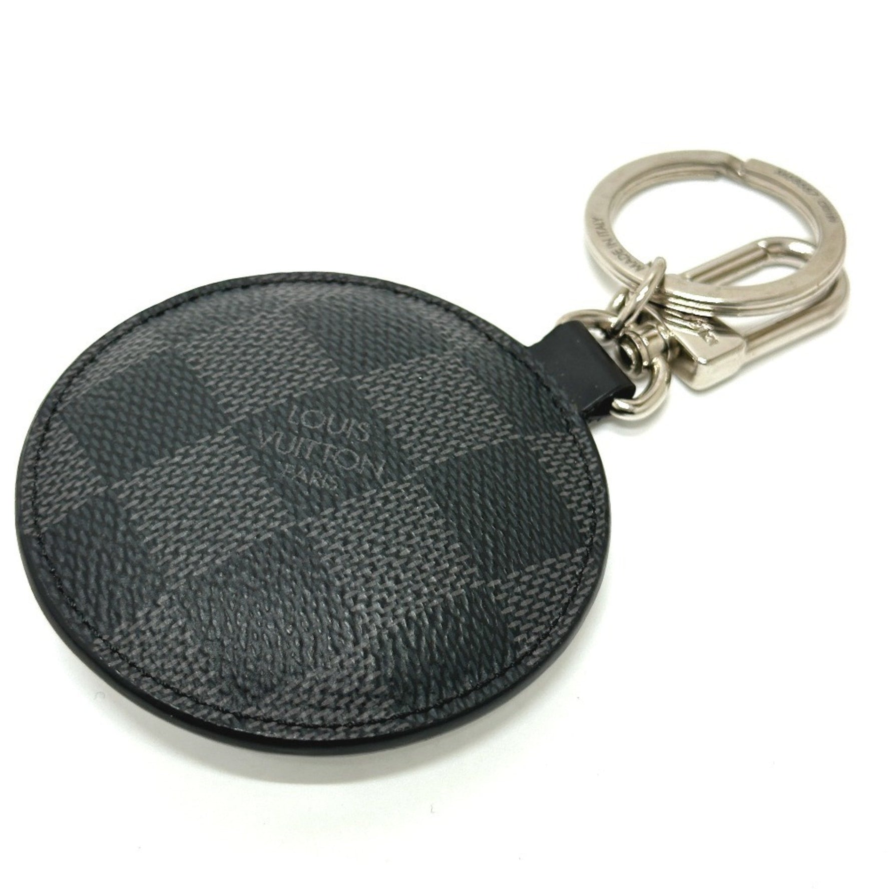 LOUIS VUITTON M68667 Damier Graphite Porte-Clés Paddit Window Rose Key Ring Keychain in Canvas, Men's, White/Black