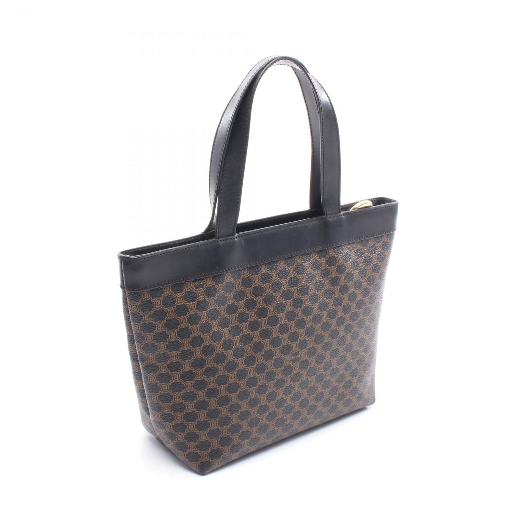 Celine Macadam Handbag, PVC-Coated Canvas and Leather, Brown/Black