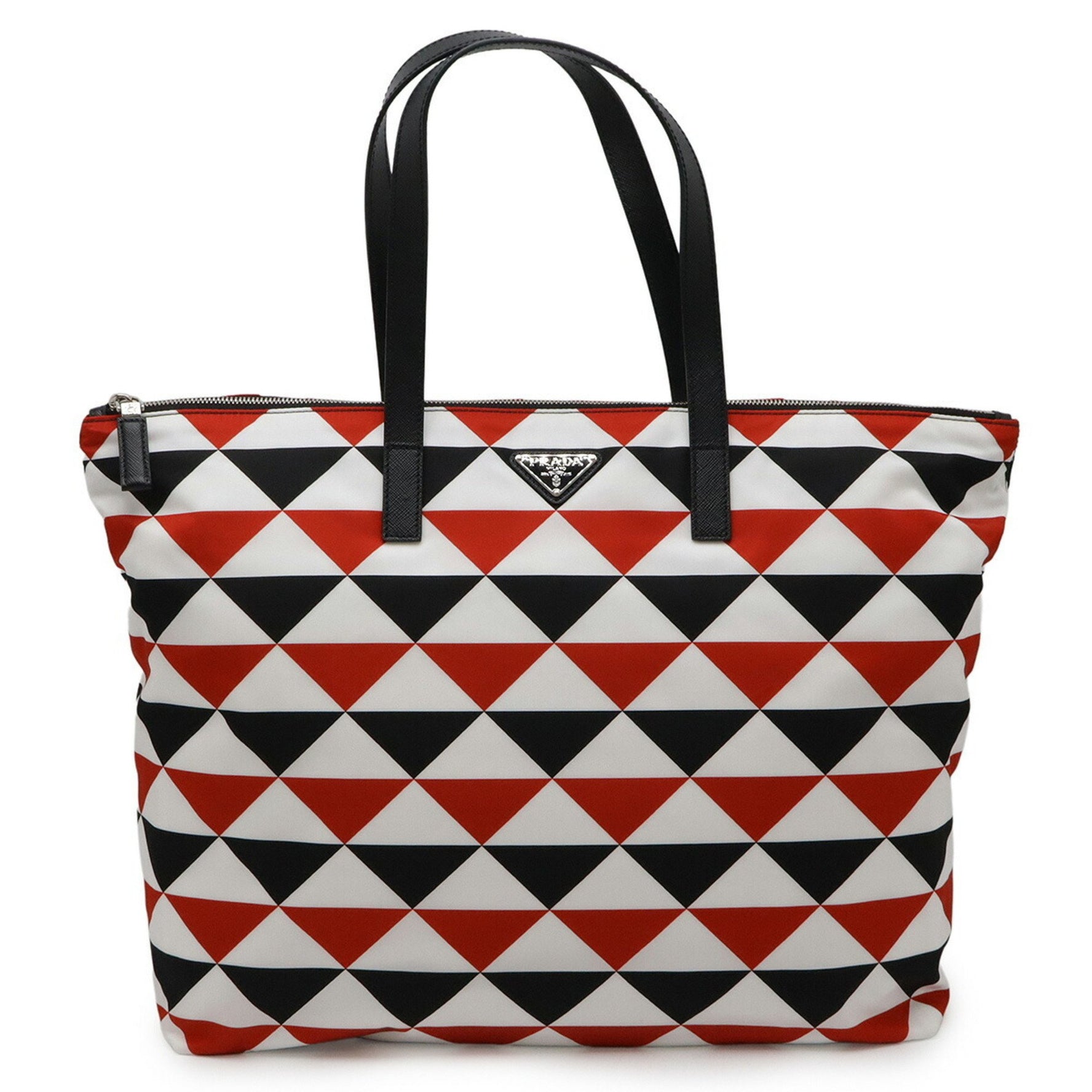 PRADA on Ice Triangle Tote Bag Shoulder Nylon White Black Red Limited Edition