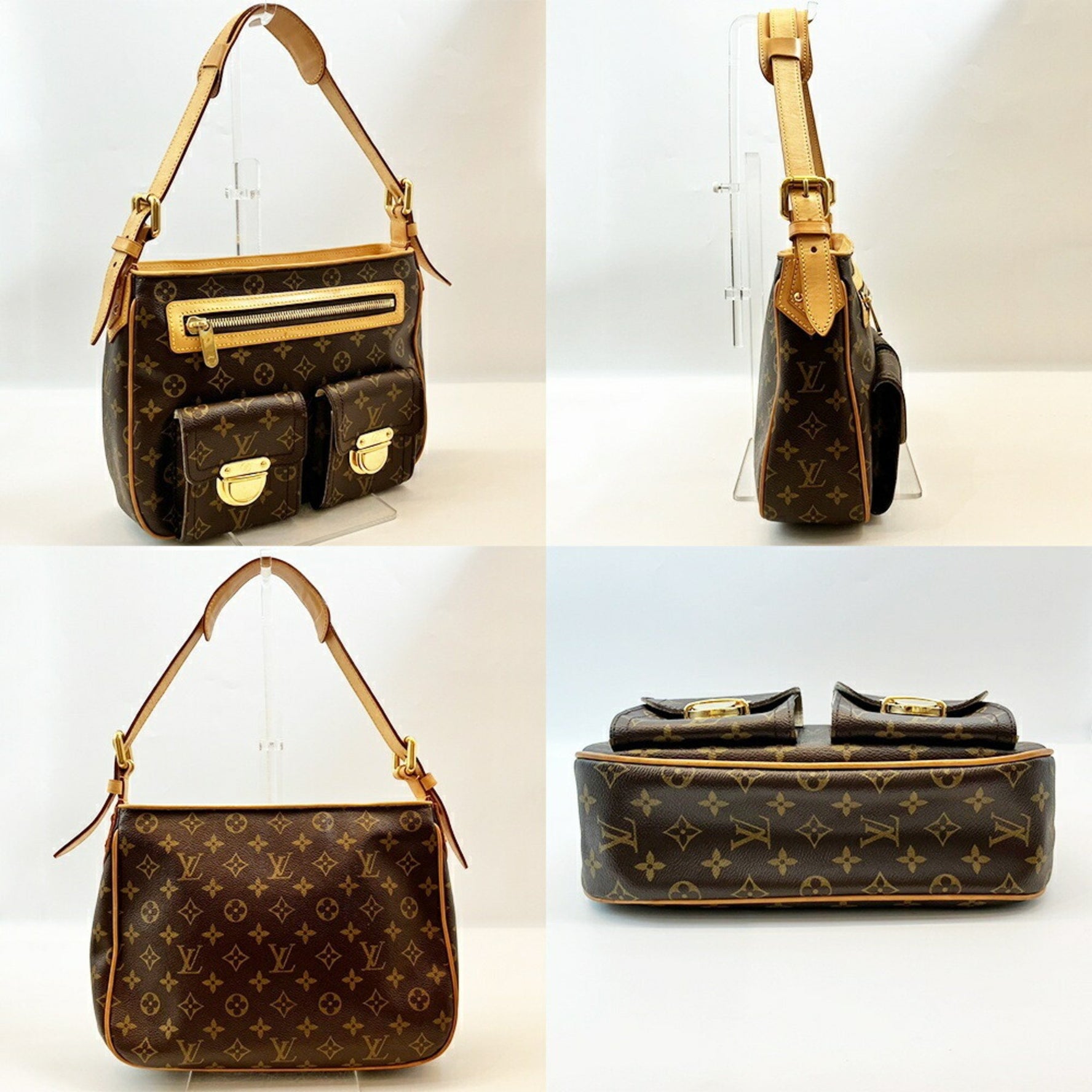 Louis Vuitton Hudson GM Shoulder Bag in Brown PVC and Leather