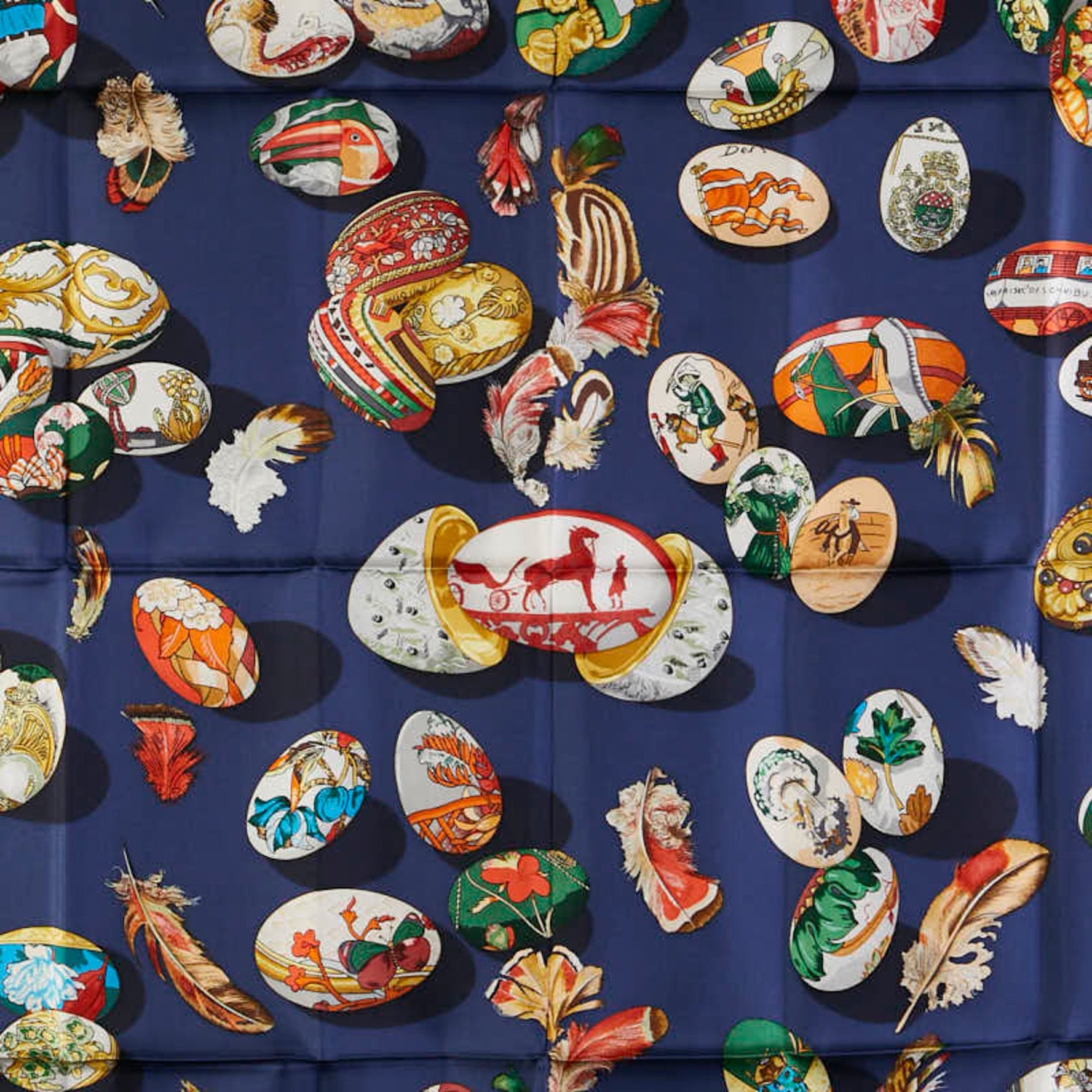Hermes Carre 90 COUVEE D HERMES Egg Scarf Muffler Red Multicolor Silk Women's