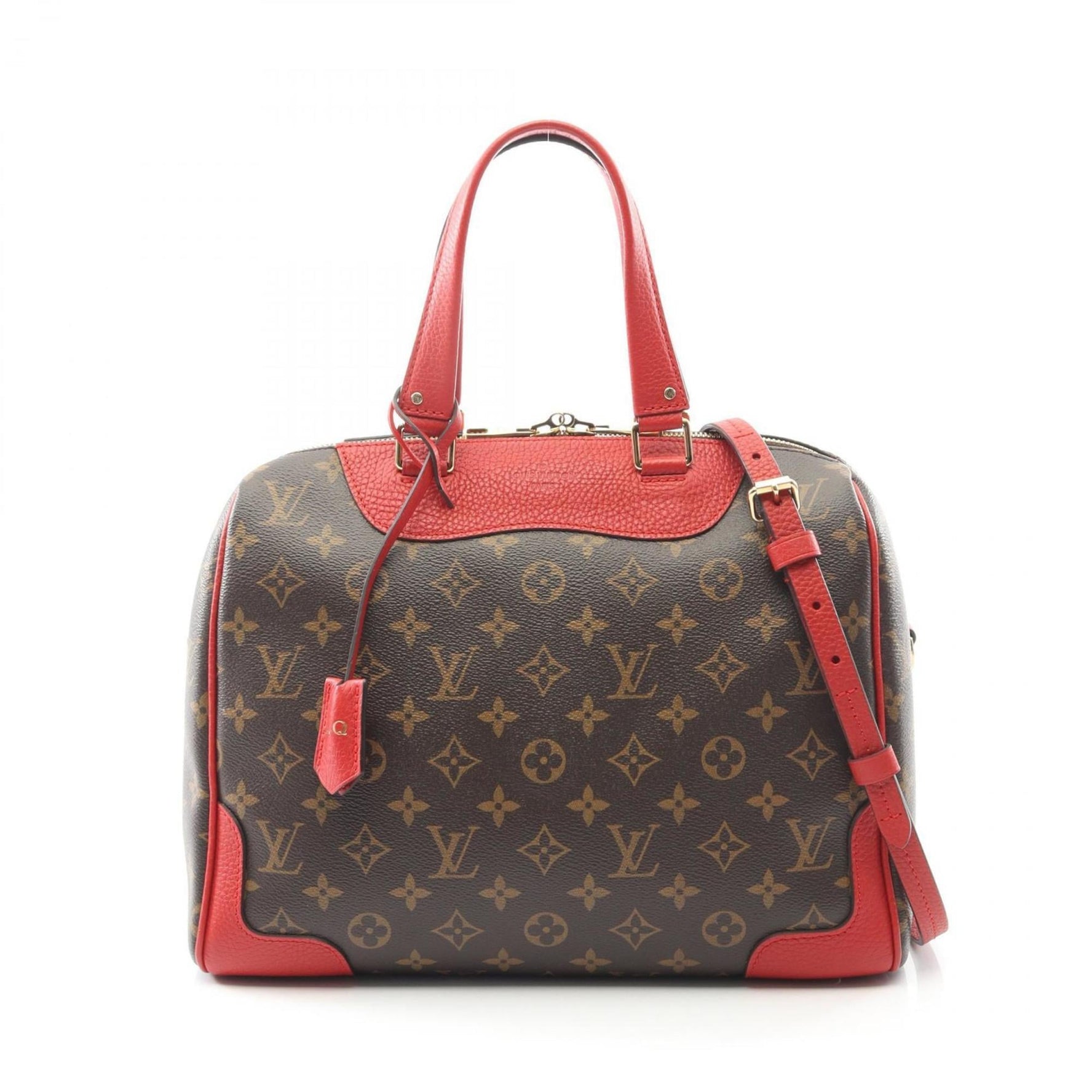 Louis Vuitton Retiro PM Monogram Cerise Handbag, Coated Canvas and Leather, Brown Red