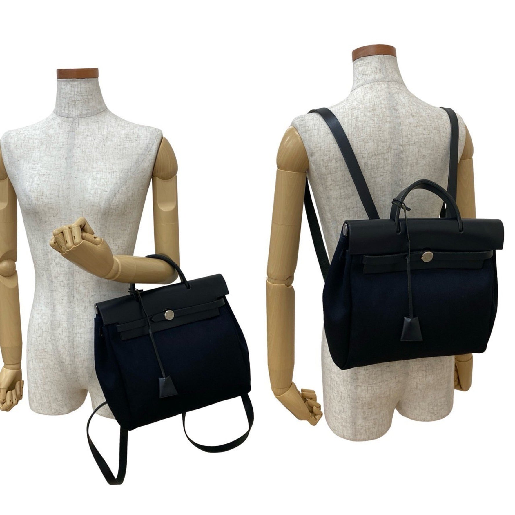 HERMES Airbag Ad PM Toile Officier Leather 2-Way Handbag/Backpack