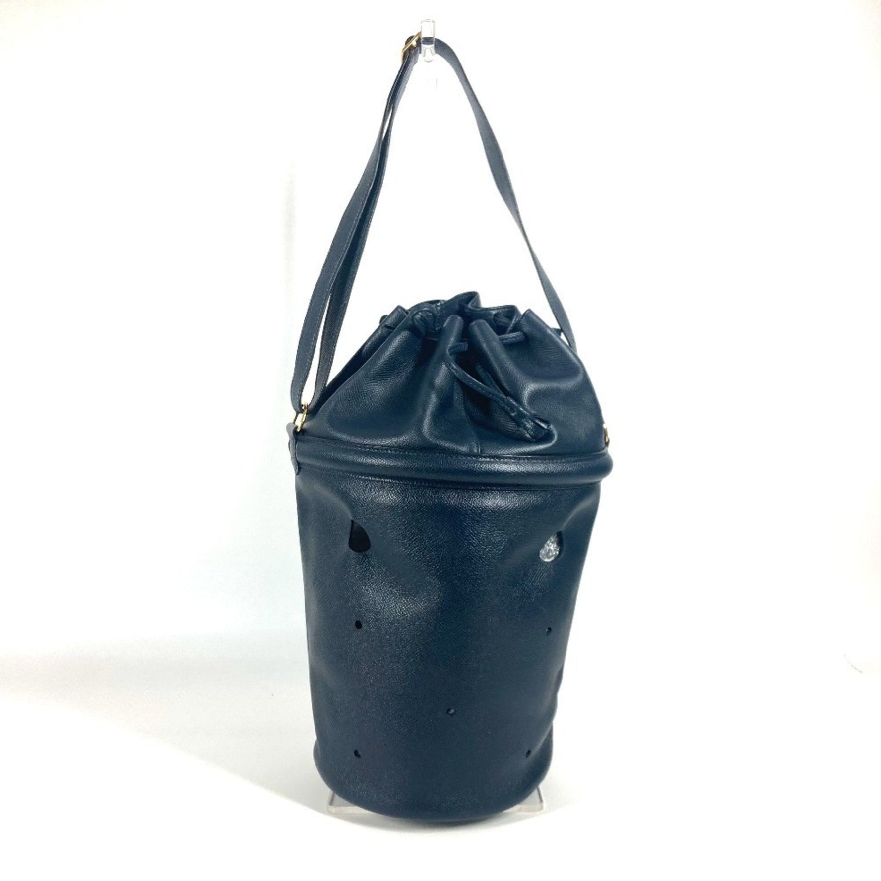 HERMES Tassel Fringe Manjoir Drawstring Bag, Shoulder Leather