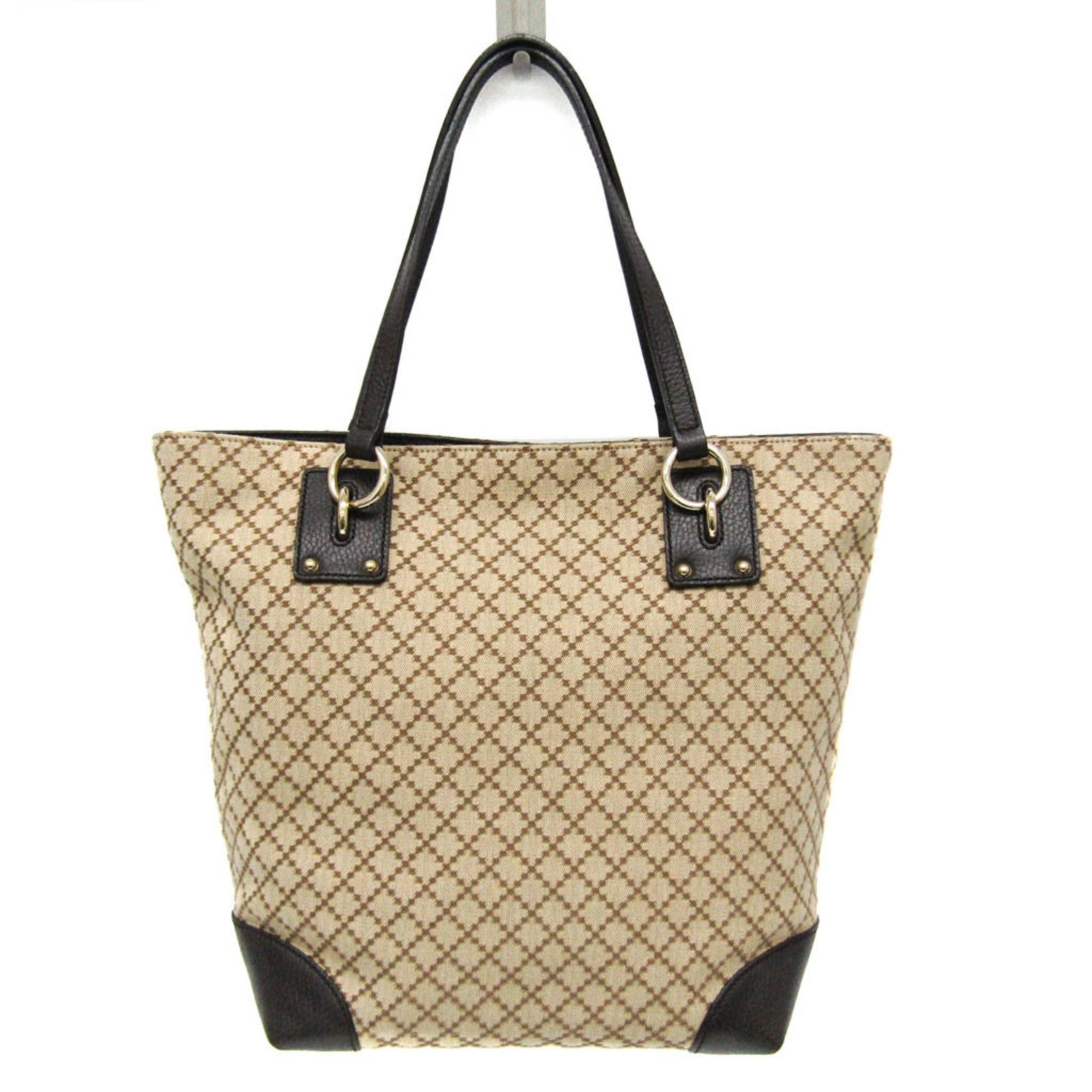 Gucci Diamante Men,Women Canvas,Leather Tote Bag Beige,Brown