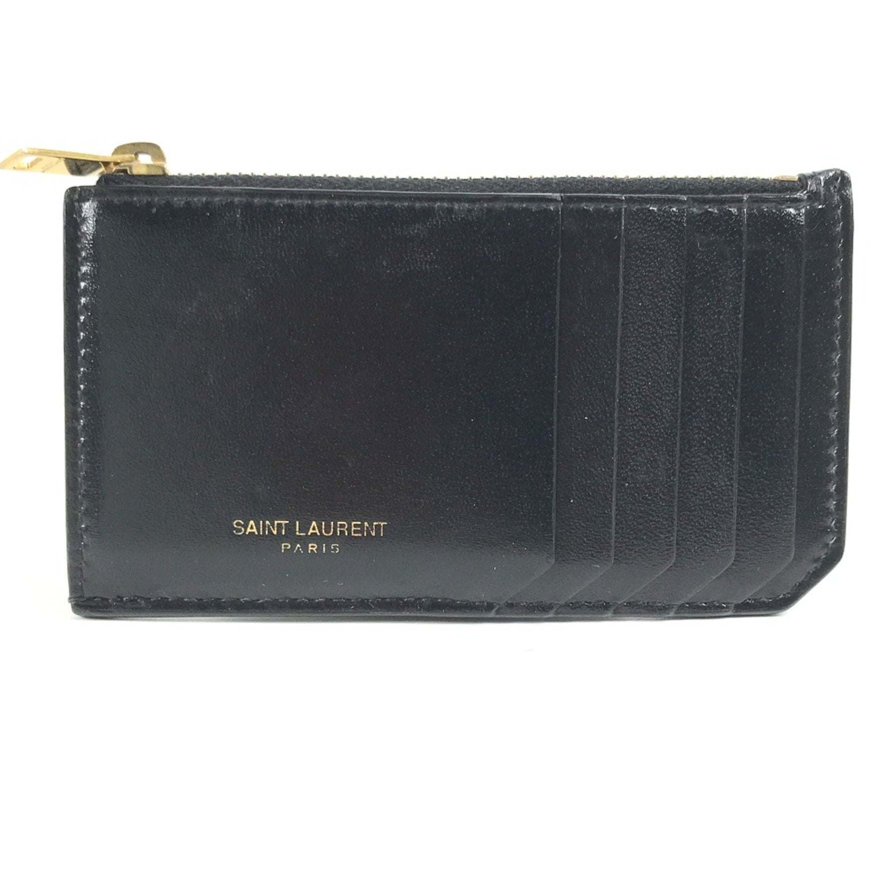 Saint Laurent Paris Wallet Compact Wallet logo coin purse Black