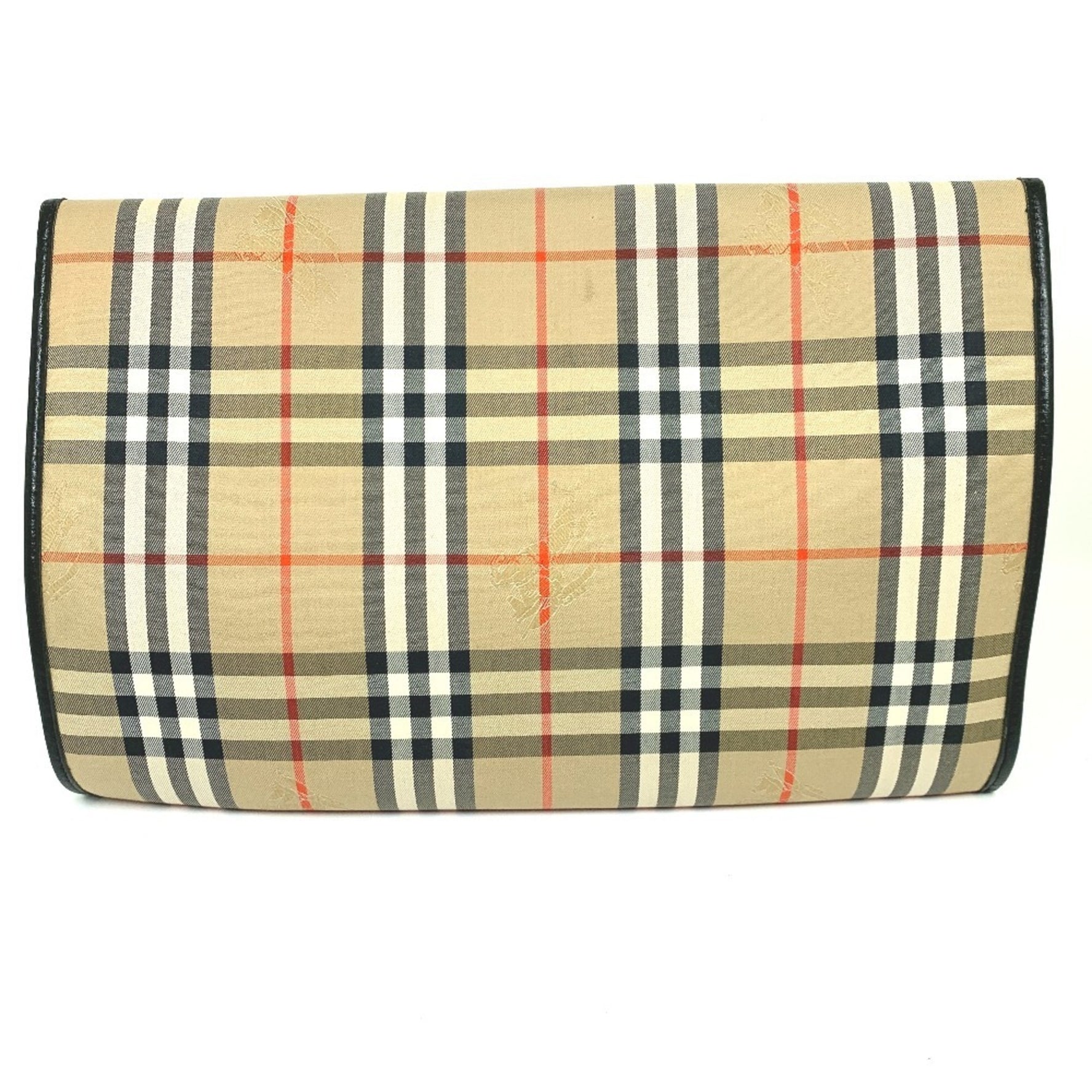 BURBERRY Logo Check Pouch Clutch Bag in Canvas/Leather, Unisex