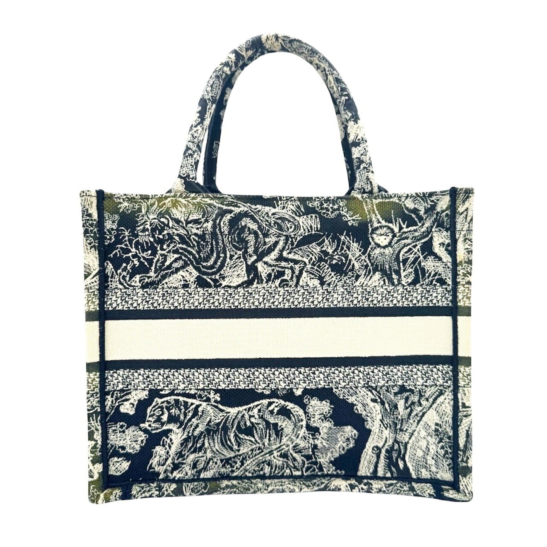 Christian Dior Book Tote Small Handbag, Canvas, Toile de Jouy, Reverse Embroidery, and Men's