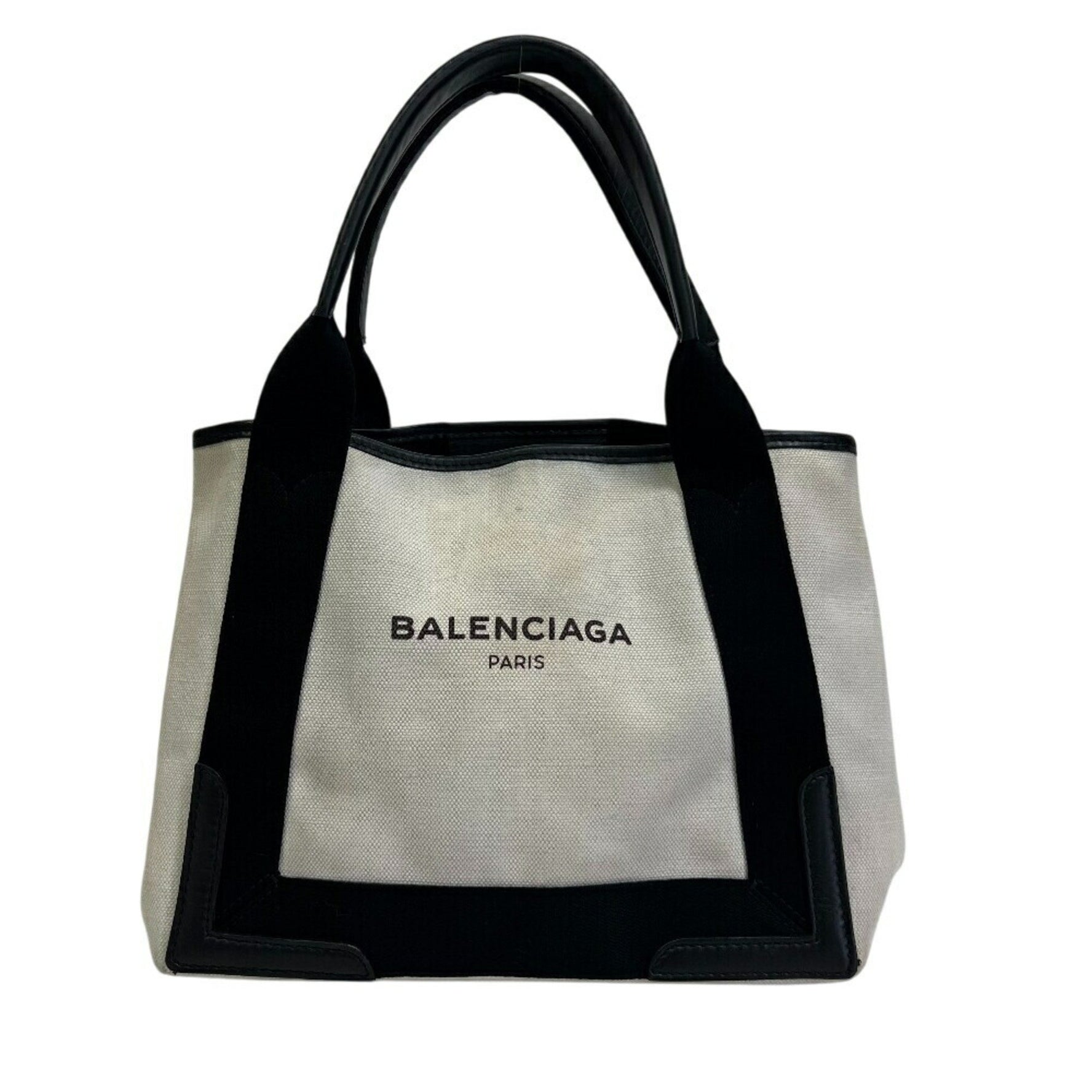 BALENCIAGA Navy Cabas S Tote Bag, Handbag, Women's, White, Unisex, Z0013113