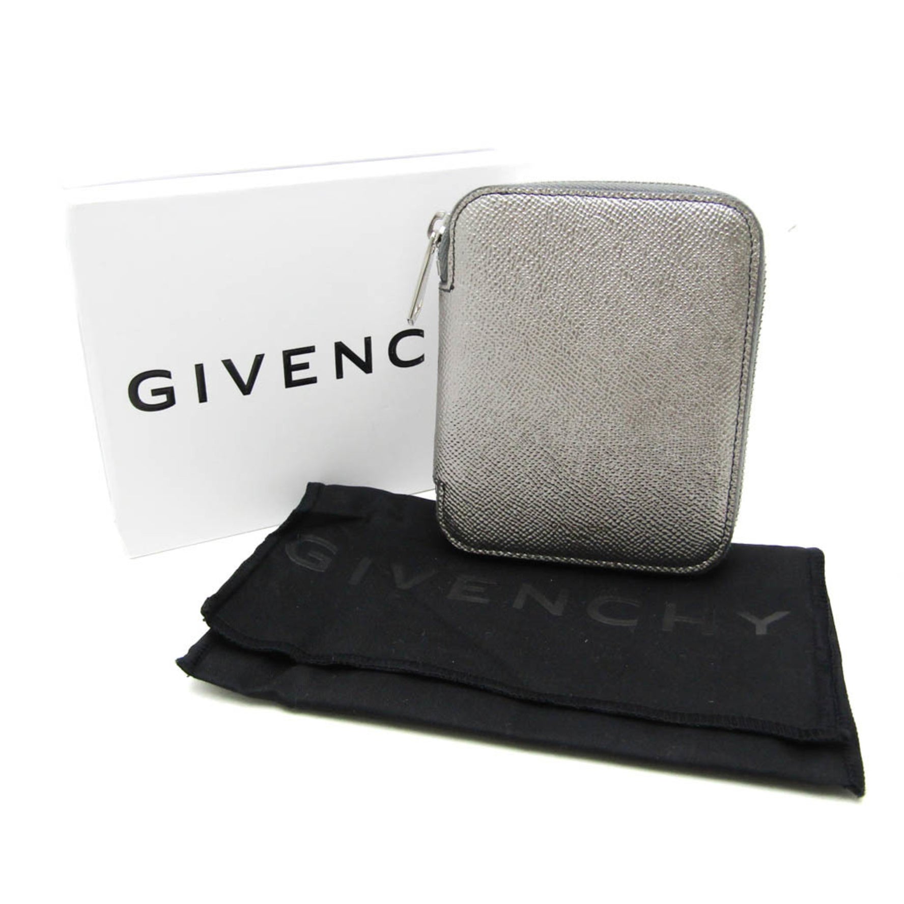 Givenchy Round zipper wallet Leather Middle Wallet (bi-fold) Gunmetal,Silver