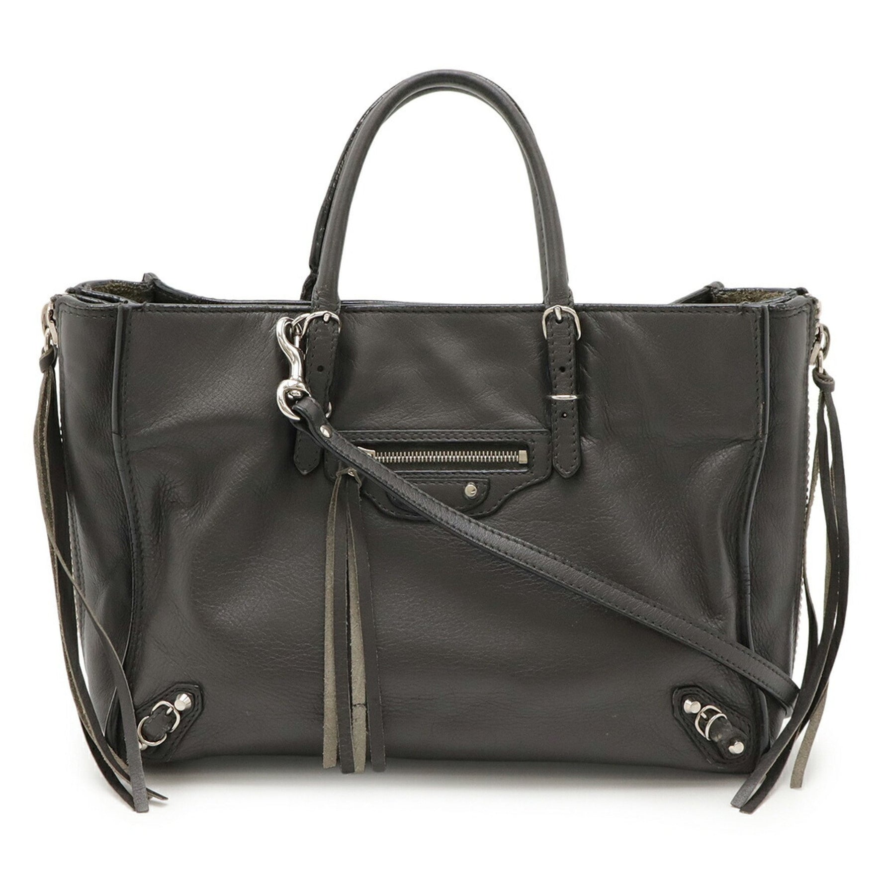 BALENCIAGA Paper Zip-Around Handbag/Tote Bag in Leather (Mirror Missing)