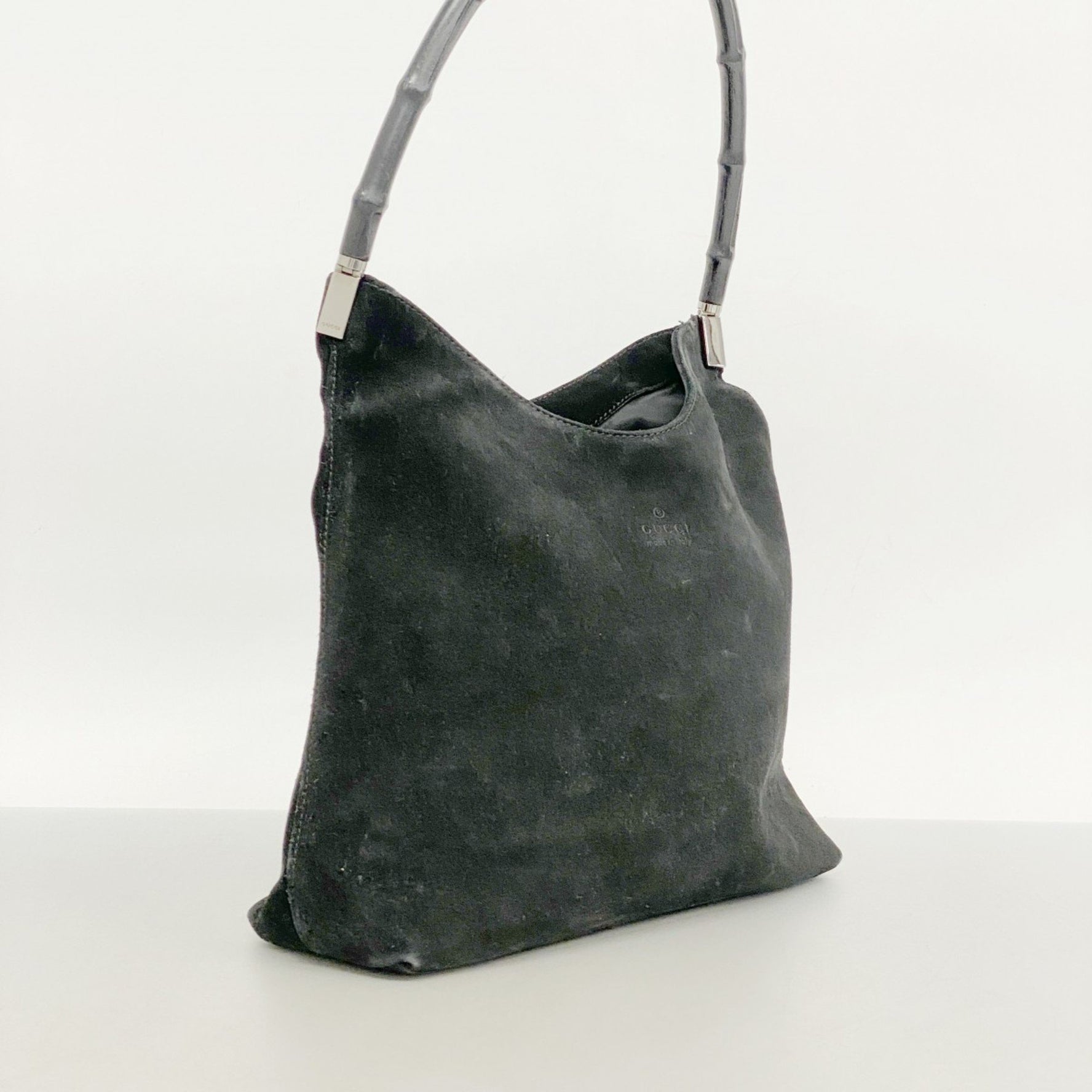 Gucci Bamboo Shoulder Bag 001 3244 Suede Black Women's