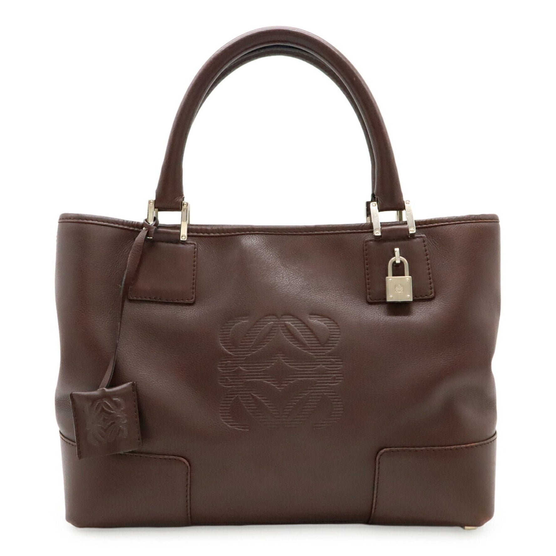 LOEWE Fusta Anagram Amazona Tote Bag in Dark Brown Leather