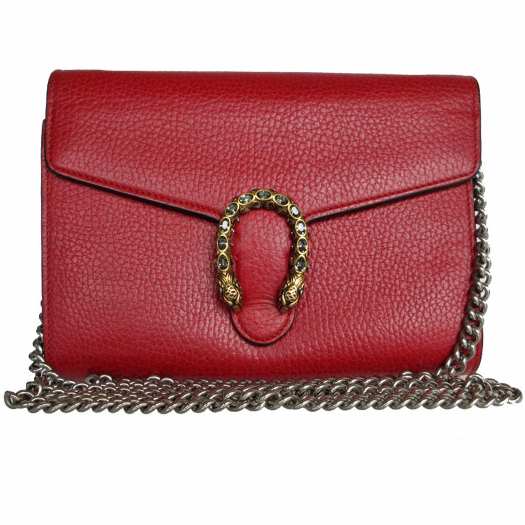 GUCCI Chain Wallet Dionysus Leather Red Women's k0009