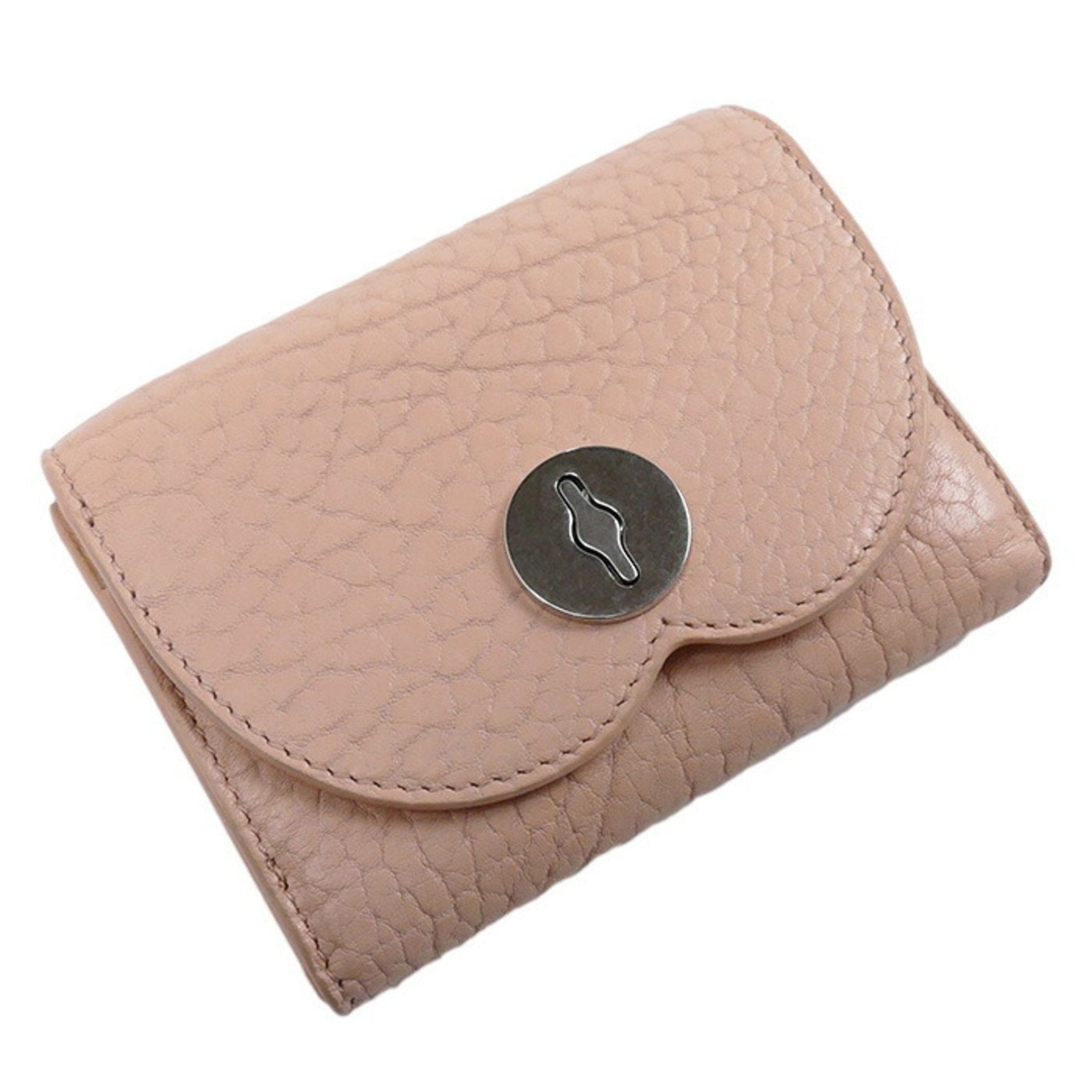 BURBERRY Chess Compact Wallet Tri-fold Pink Women's