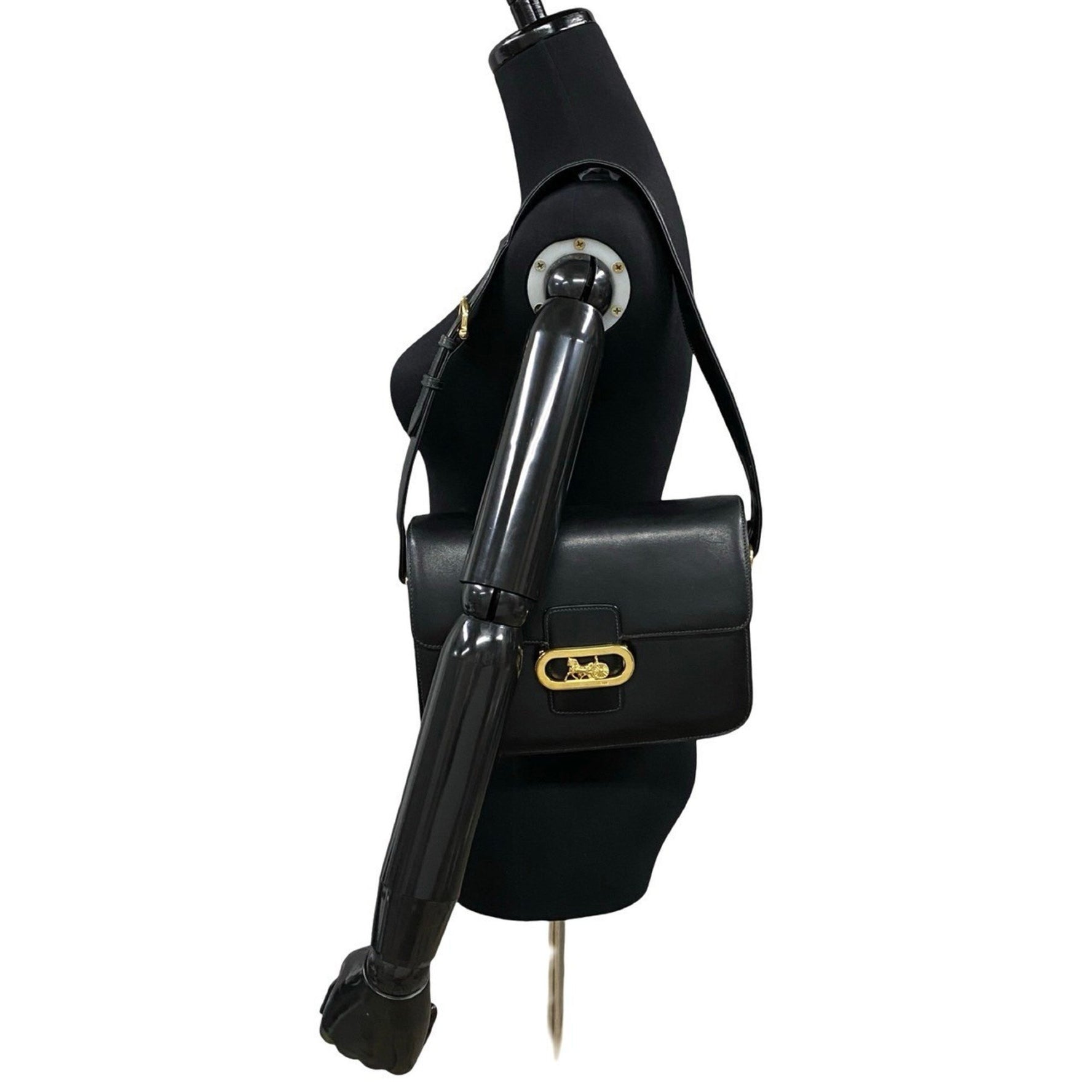 CELINE Vintage Logo Carriage Hardware Calf Leather Semi-Sized One-Shoulder Bag Pochette