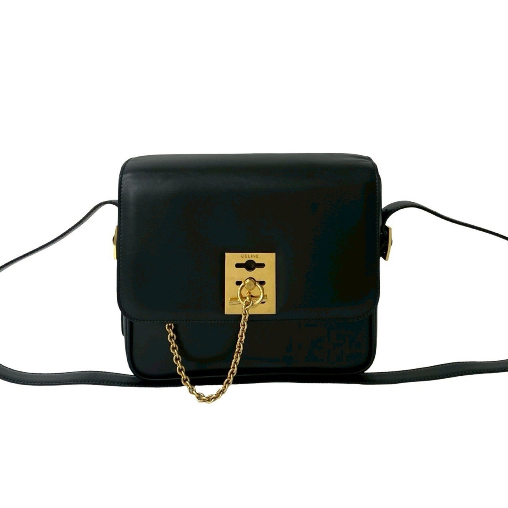 CELINE 20527: calfskin leather shoulder bag with logo ring and hardware.