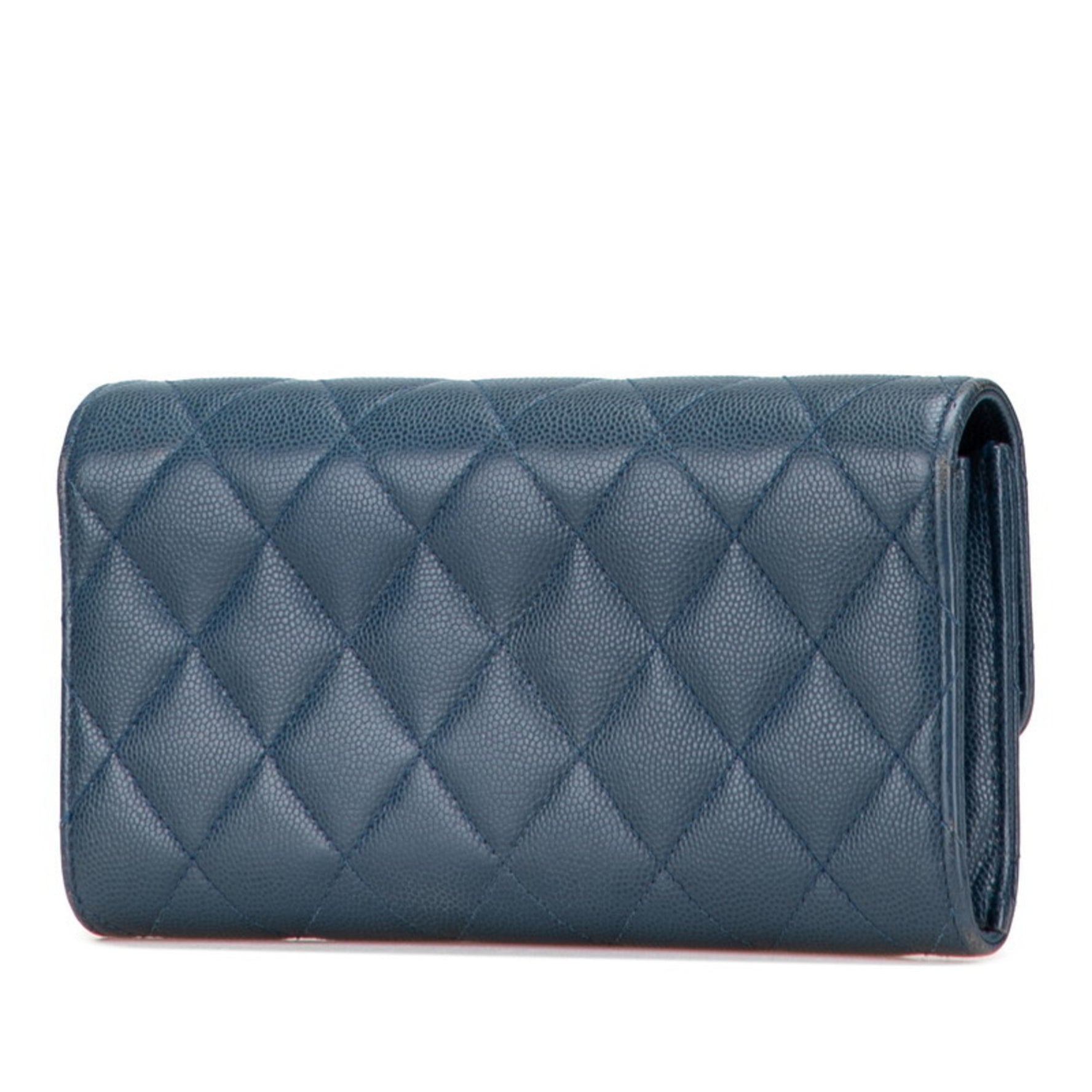 CHANEL Matelasse Coco Mark Long Wallet Caviar Leather