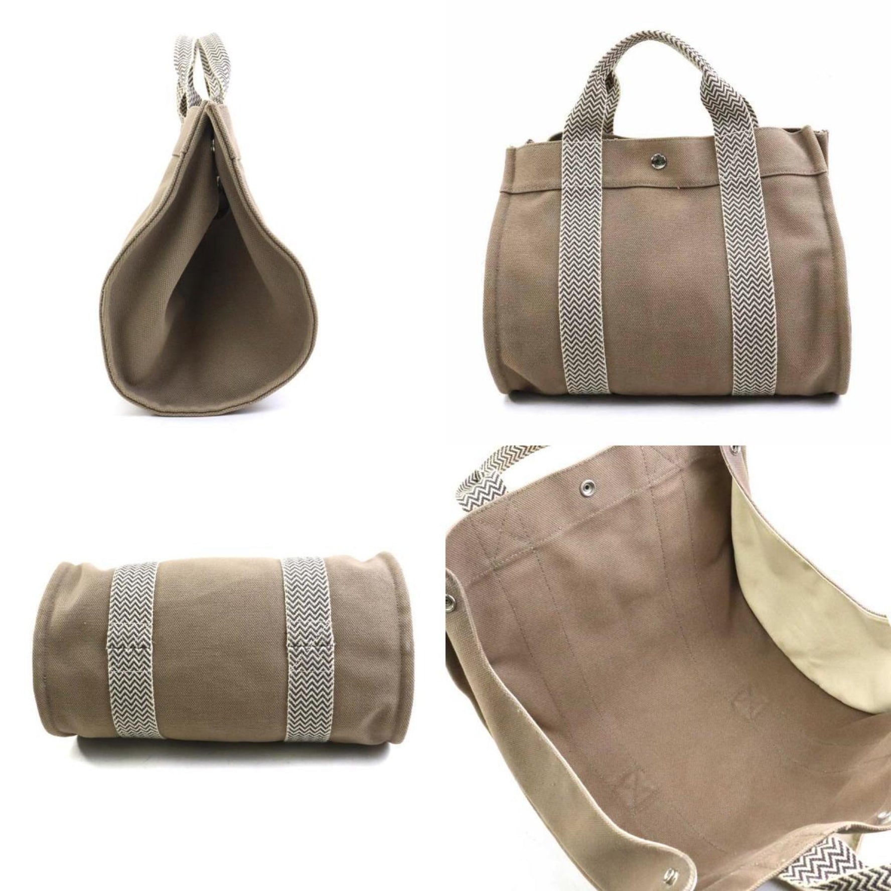 Hermes handbag tote bag Cannes PM cotton silver men's